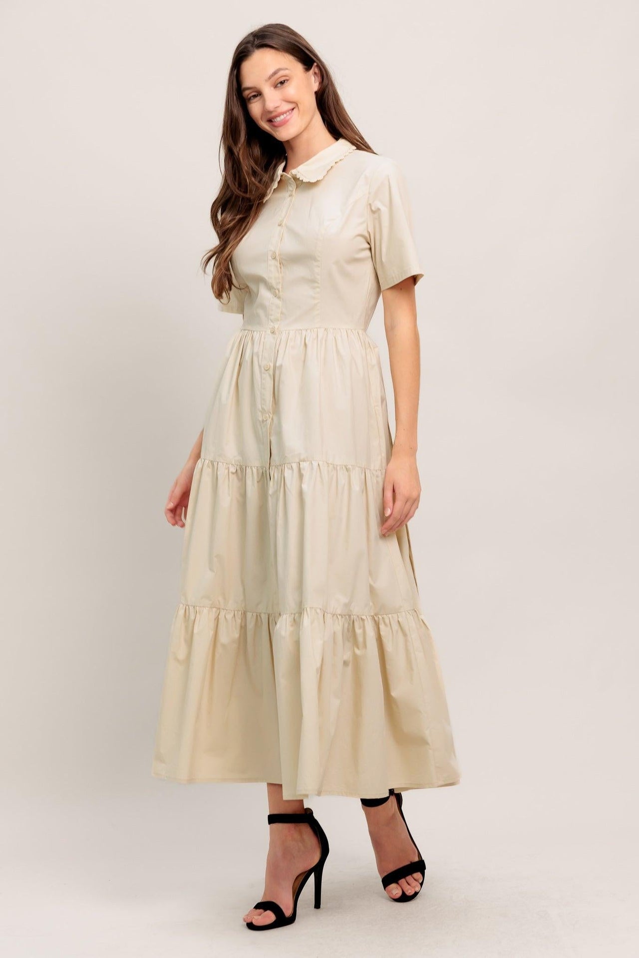 WORTH THE WAIT WOVEN MIDI DRESS