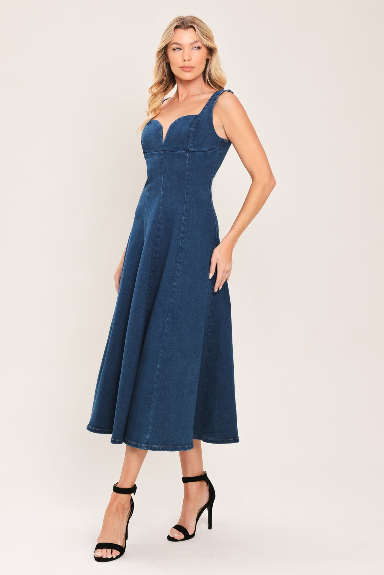 BLUE HOUR DENIM MIDI DRESS