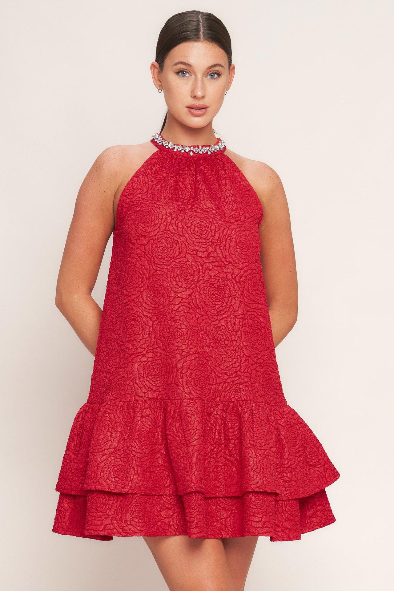 SPARKLE & SWIRL WOVEN MINI DRESS