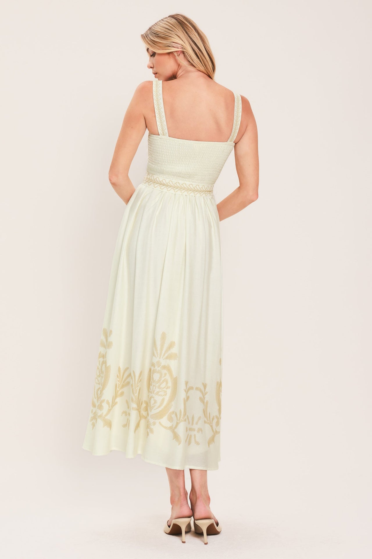 MOONLIT GARDEN WOVEN MIDI DRESS