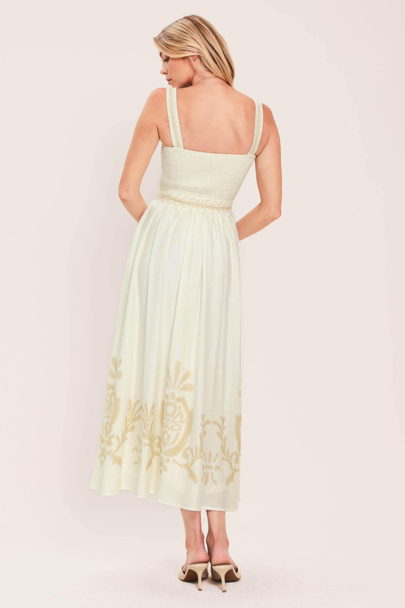 MOONLIT GARDEN WOVEN MIDI DRESS
