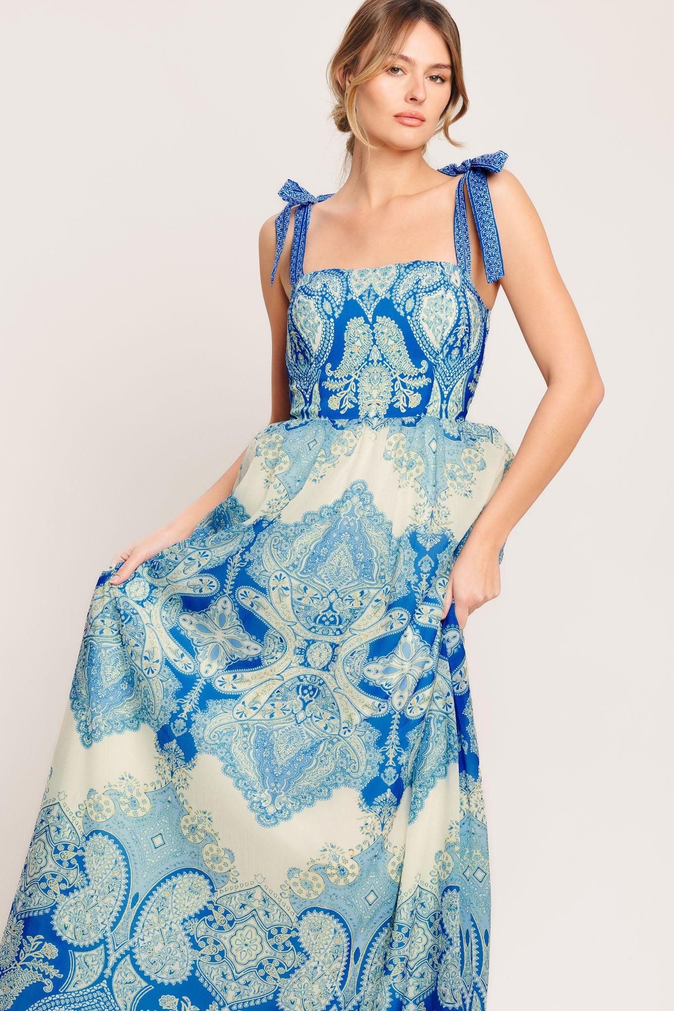 OCEAN TAPESTRY WOVEN MAXI DRESS