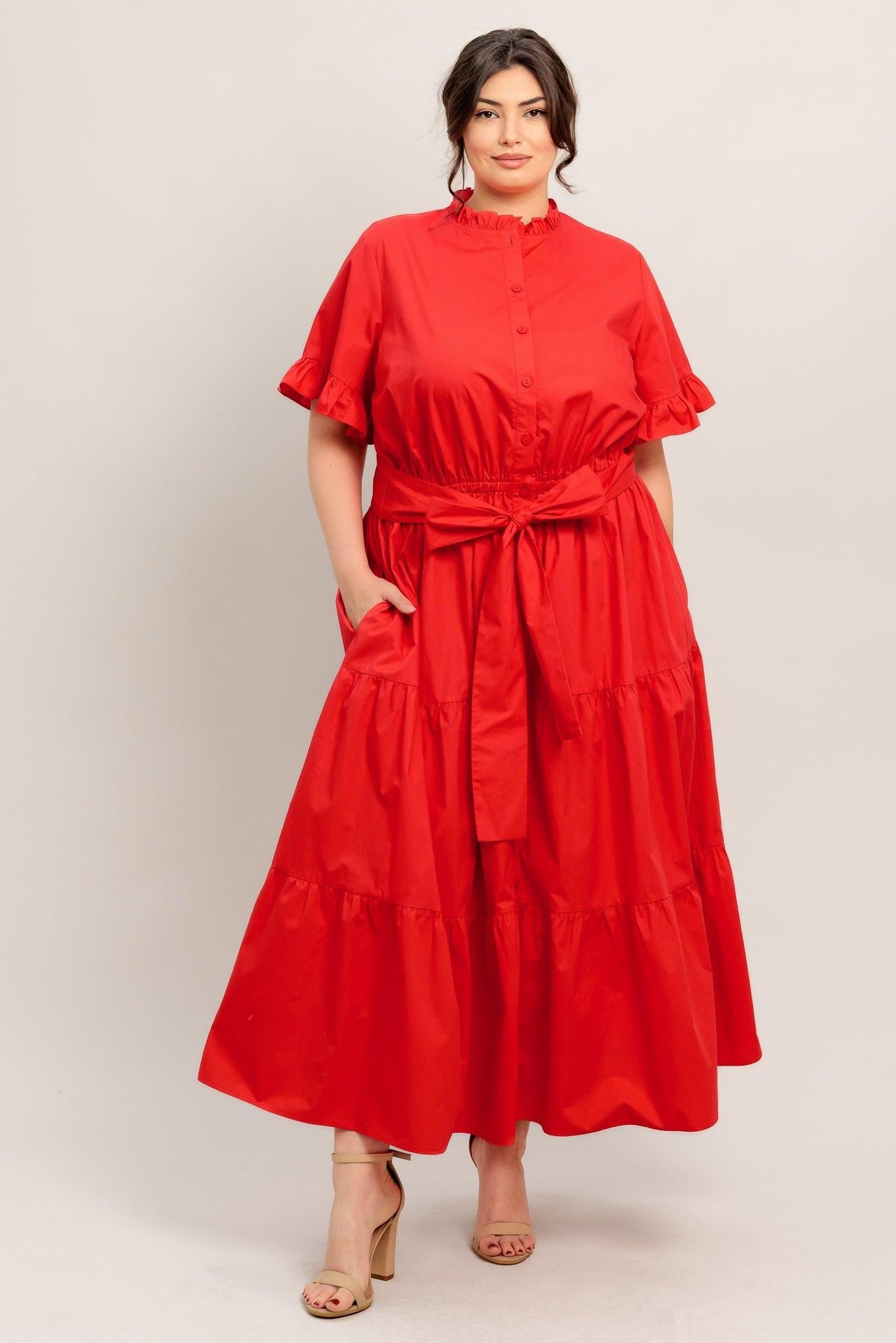 FEELS LIKE A COMPLIMENT WOVEN MIDI DRESS