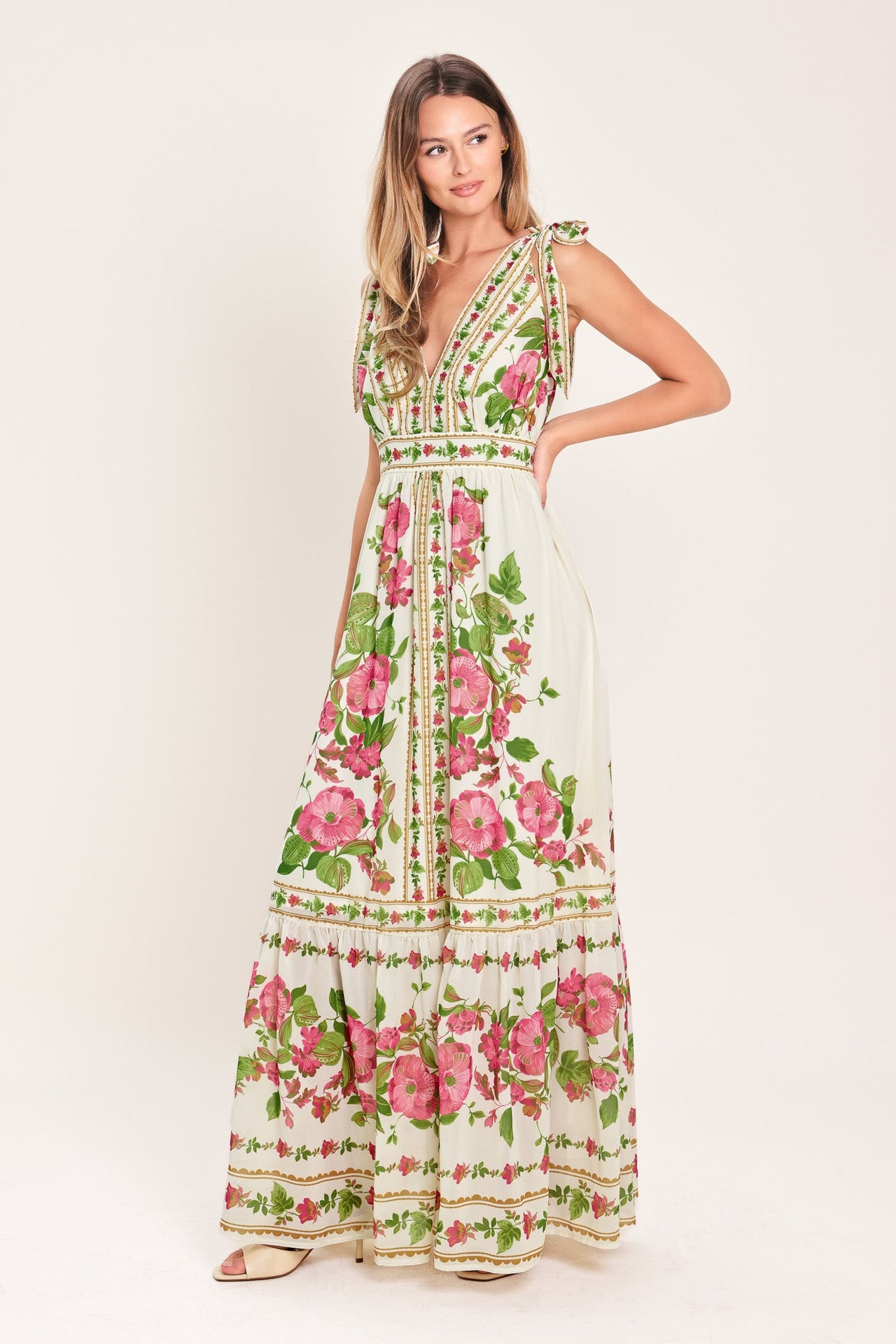 ROSE VINE ROMANCE WOVEN MAXI DRESS