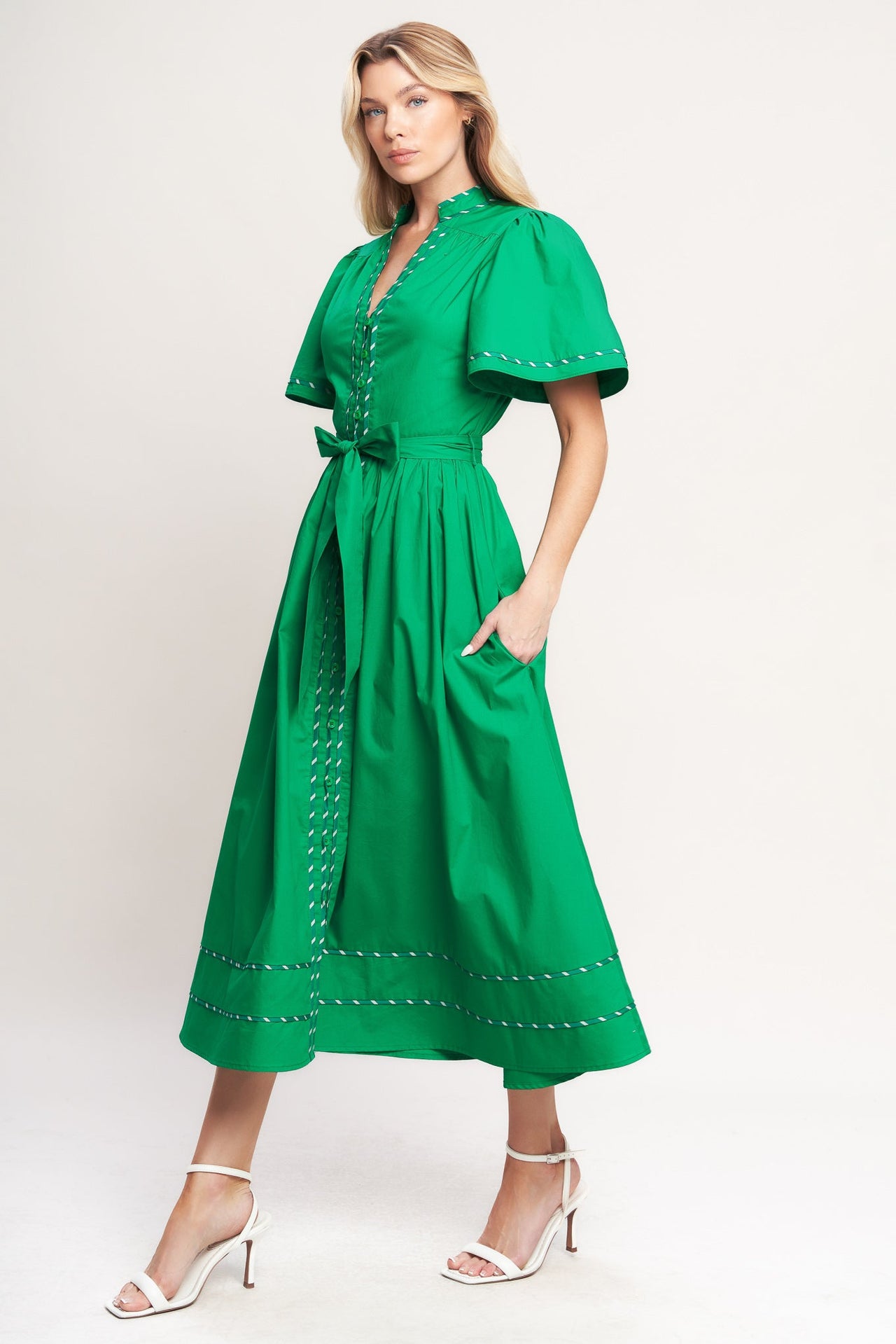 RESORT ESCAPE WOVEN MIDI DRESS