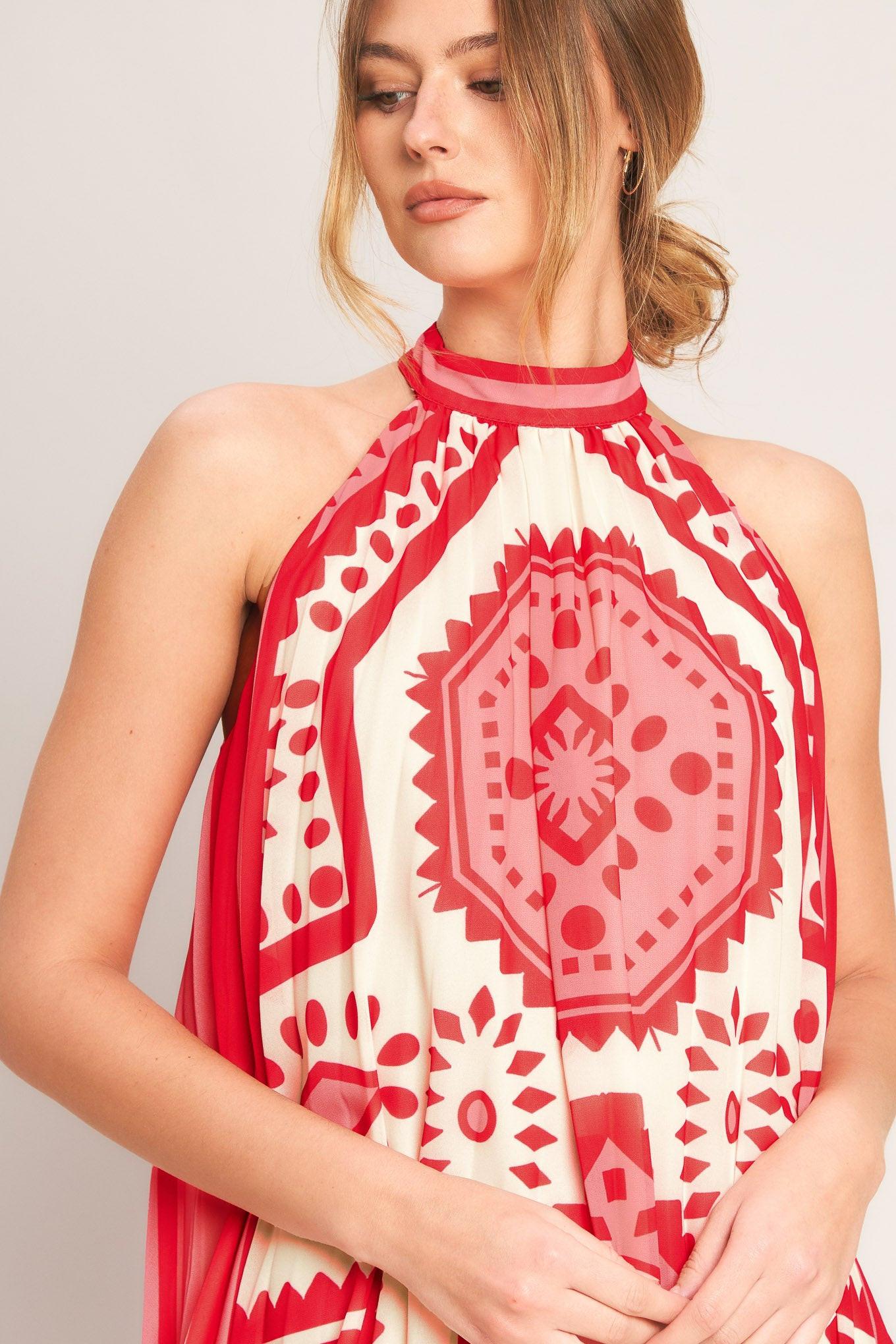 SUNSET MEDALLION WOVEN MINI DRESS