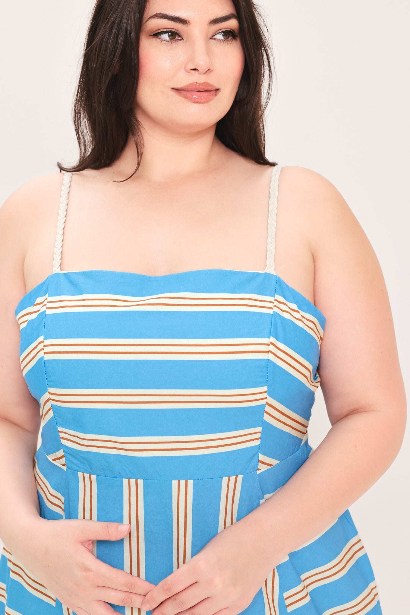 BREEZE STRIPE WOVEN MIDI DRESS