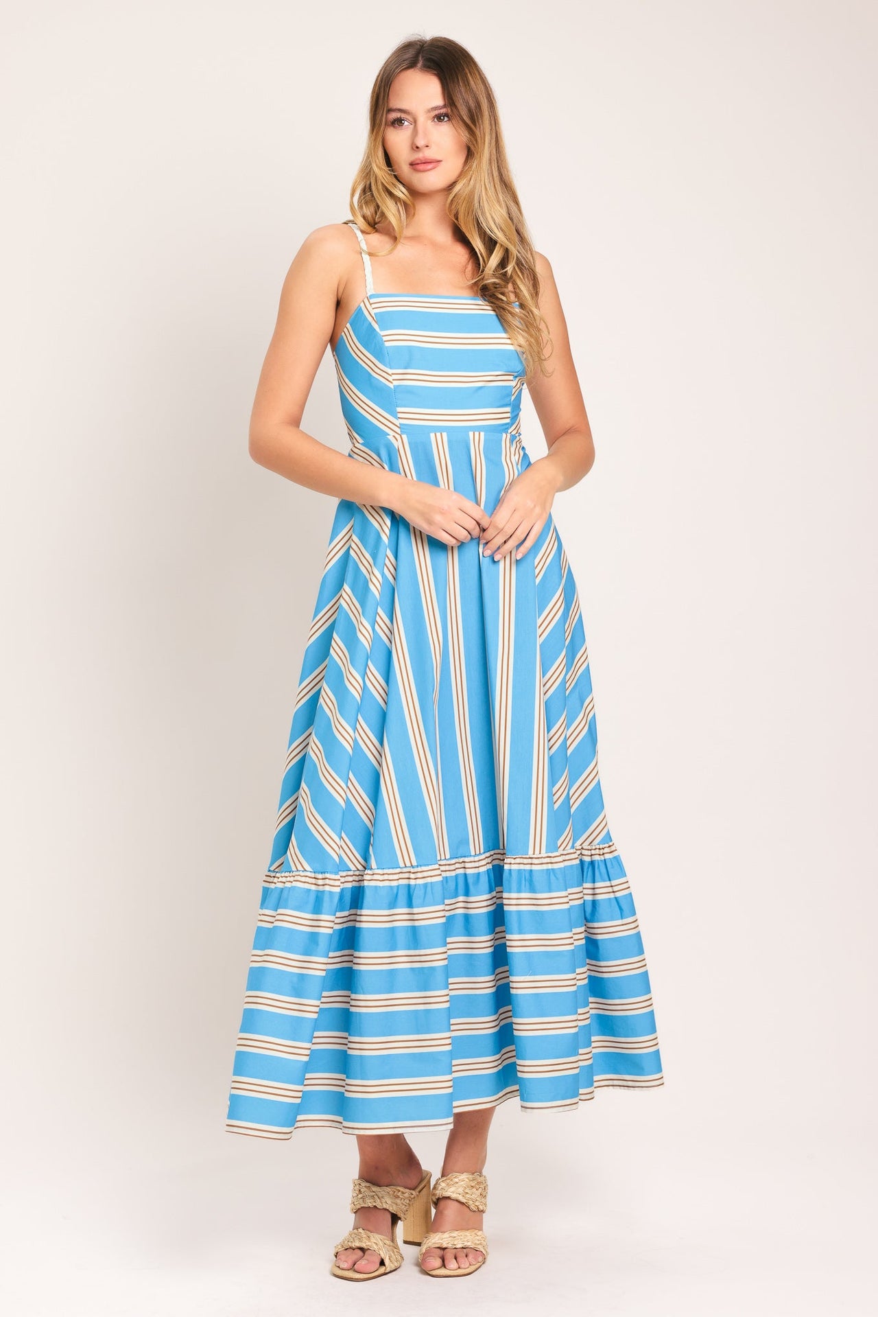 BREEZE STRIPE WOVEN MIDI DRESS