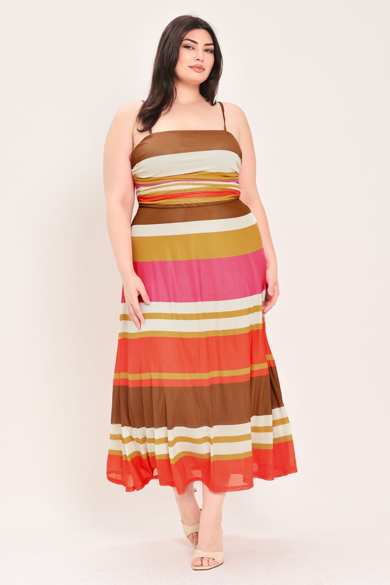 HEAT WAVES POWER MESH MIDI DRESS
