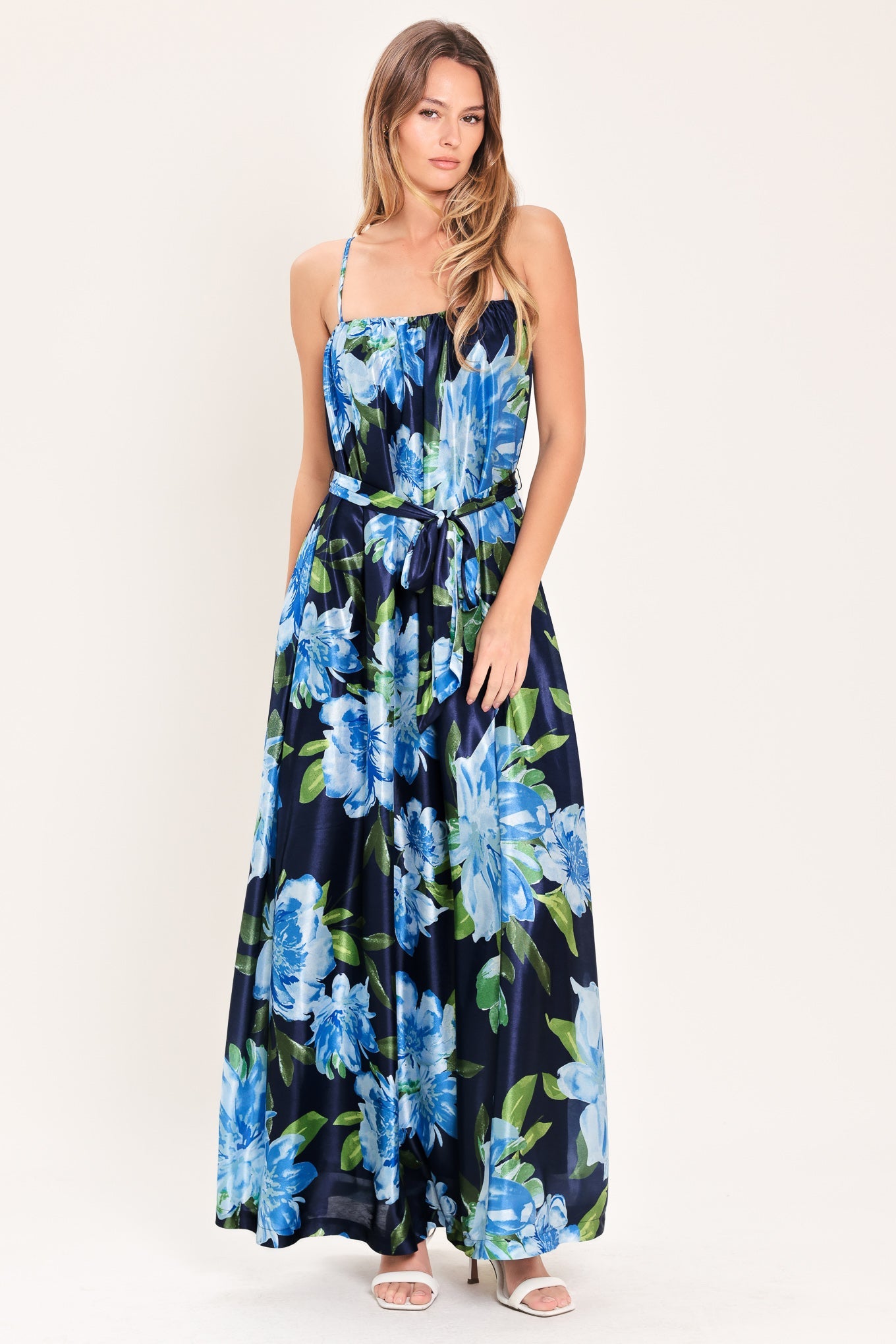 ELEGANT BLOSSOM WOVEN MAXI DRESS