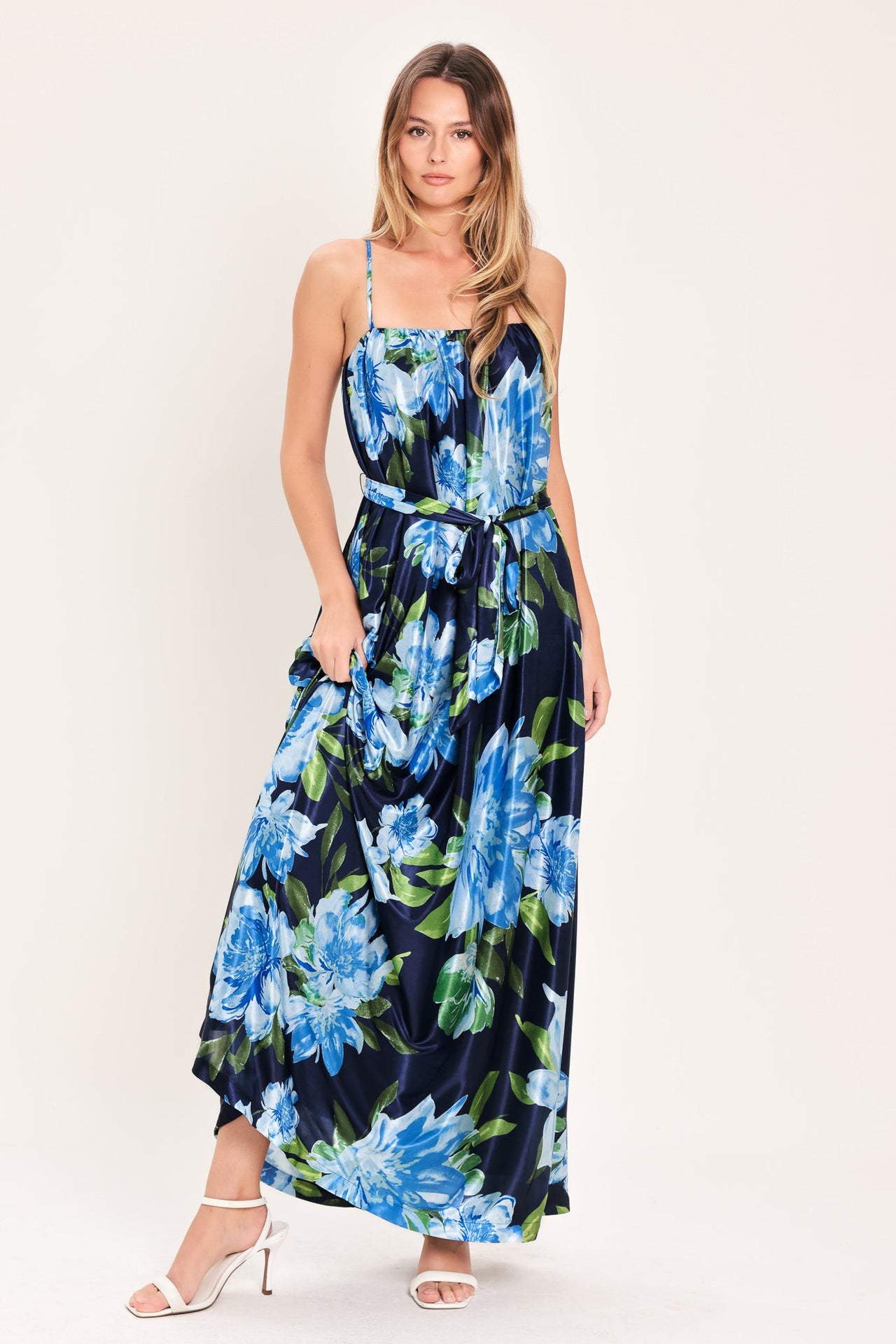 ELEGANT BLOSSOM WOVEN MAXI DRESS