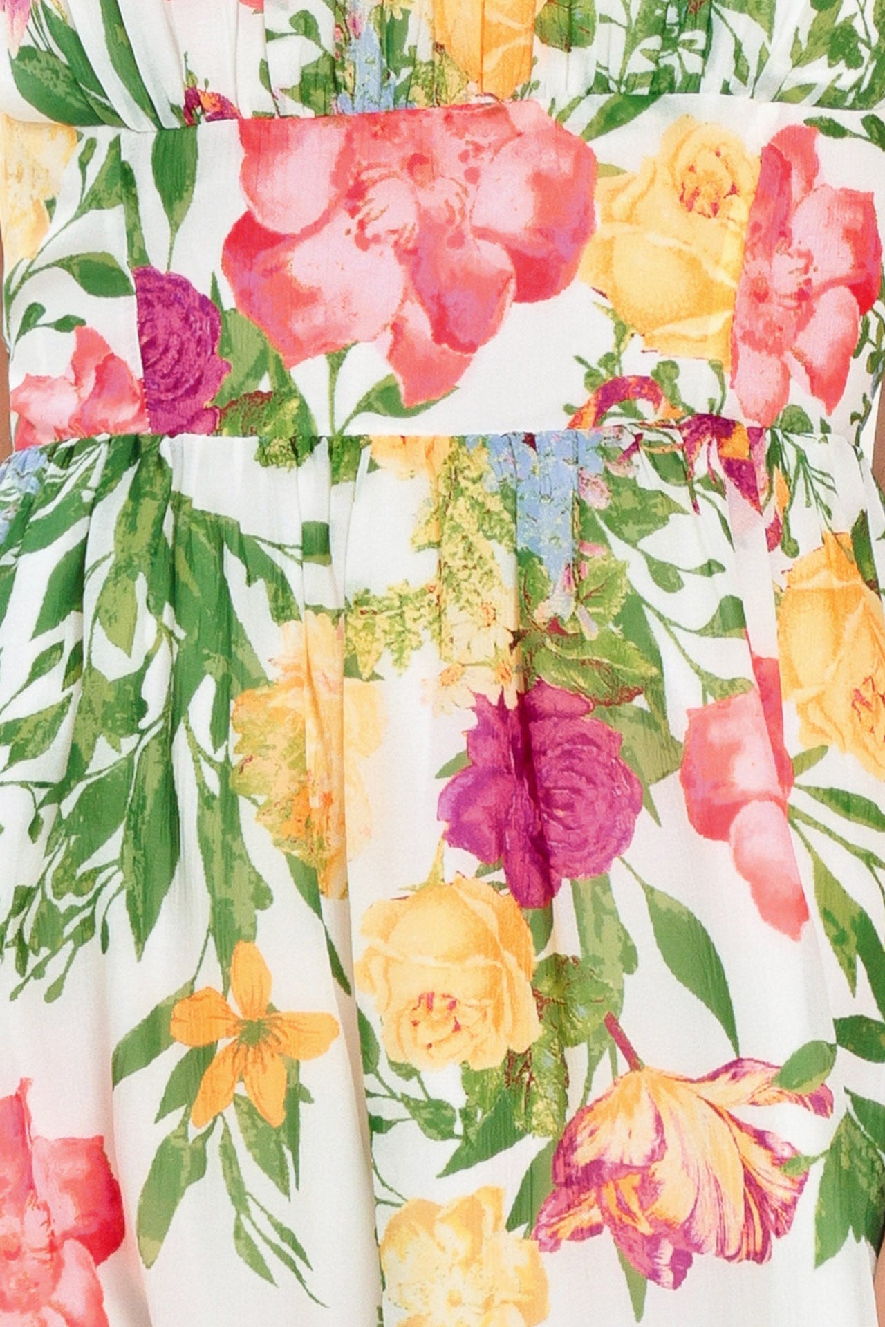 SHADOW FLORAL WOVEN MIDI DRESS