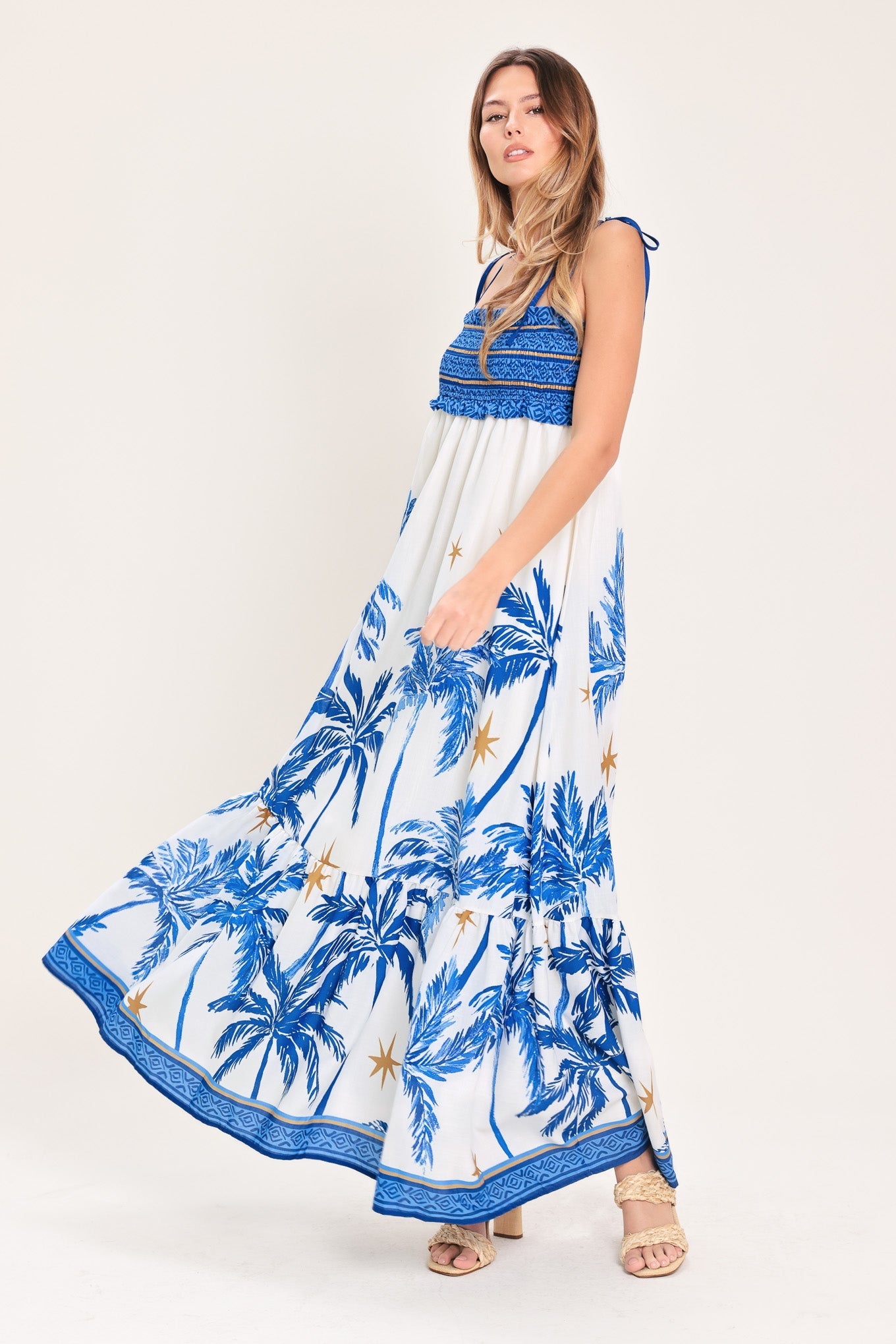 PALM ESCAPE WOVEN MAXI DRESS