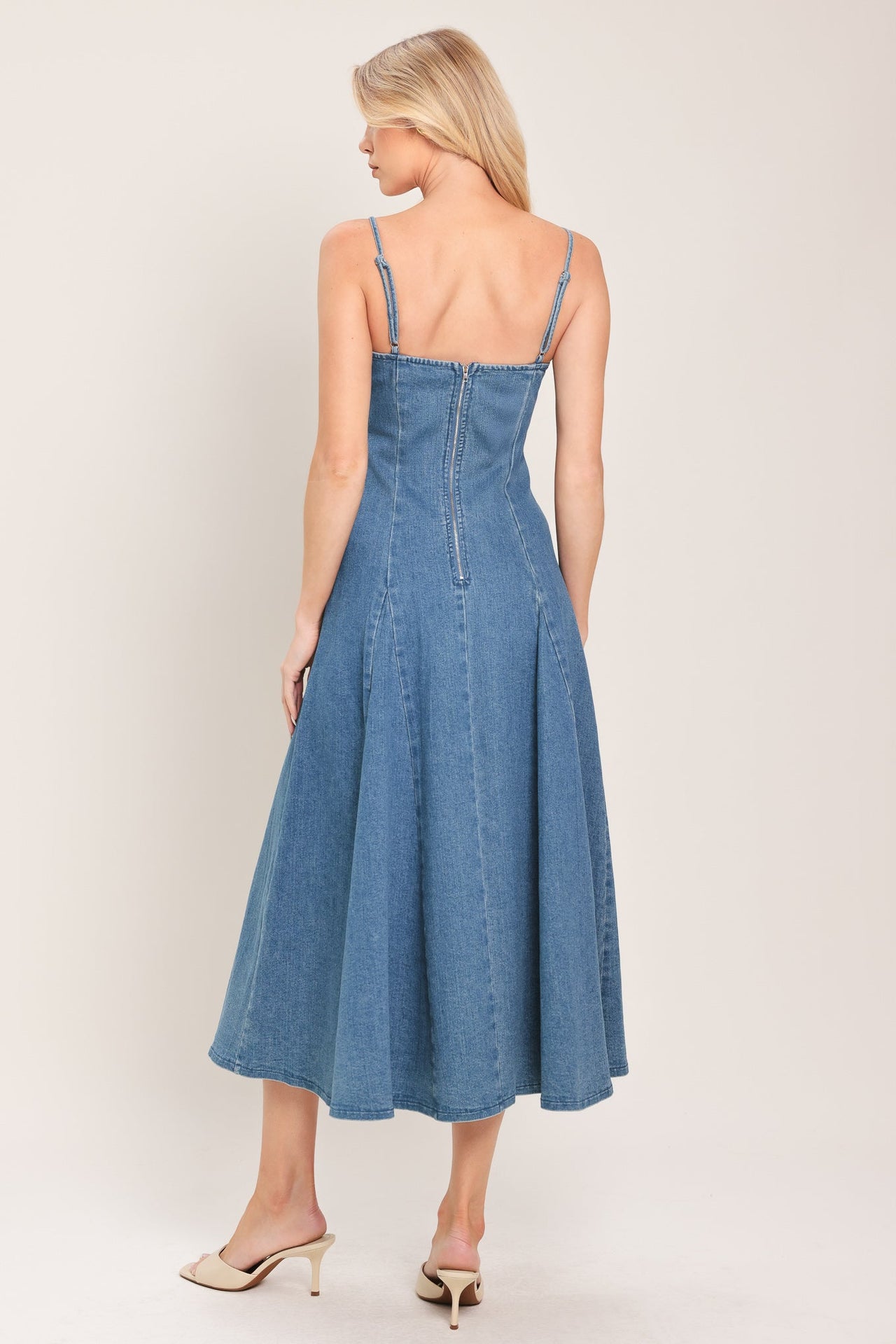 INDIGO WHISPER DENIM MIDI DRESS