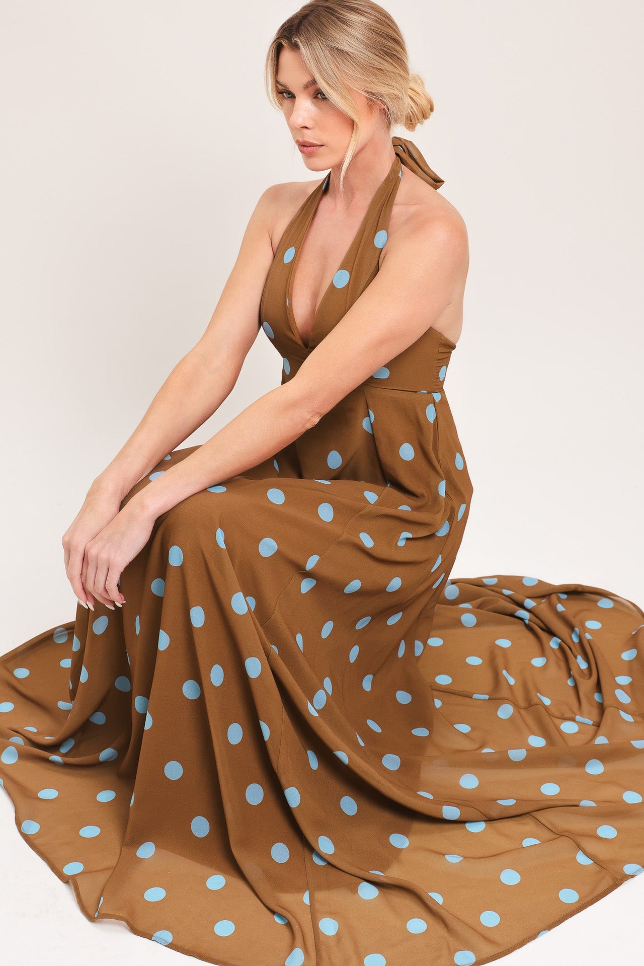 DOTTY LOVE WOVEN MIDI DRESS