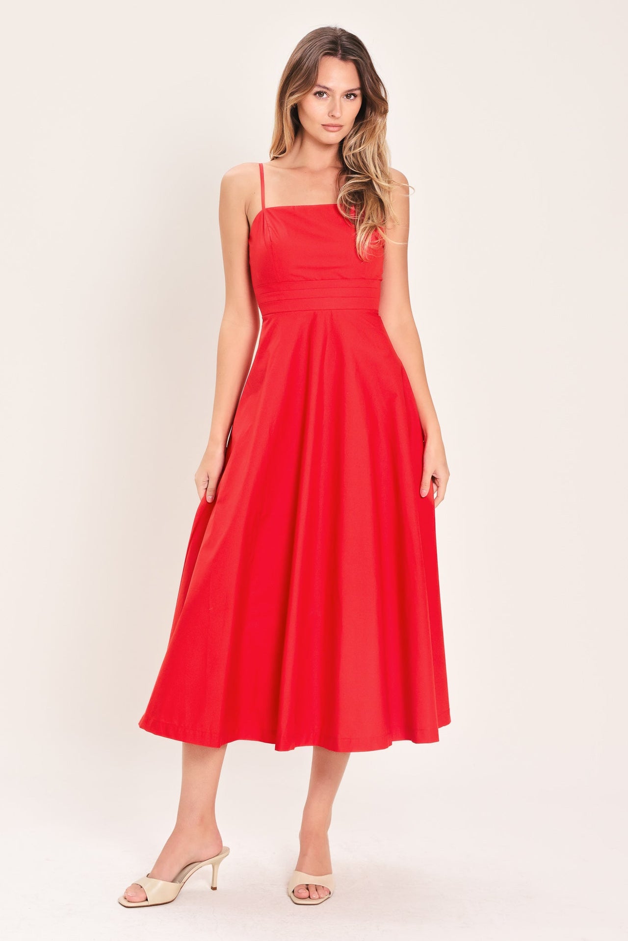 MODERN ROMANCE WOVEN MIDI DRESS
