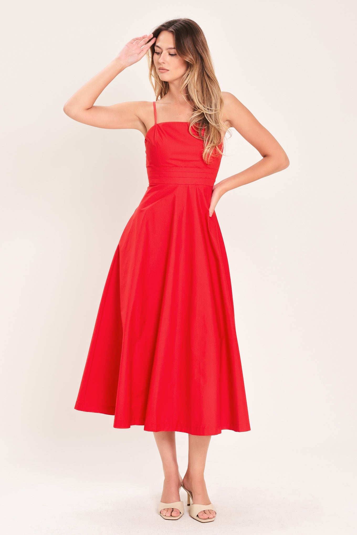 MODERN ROMANCE WOVEN MIDI DRESS