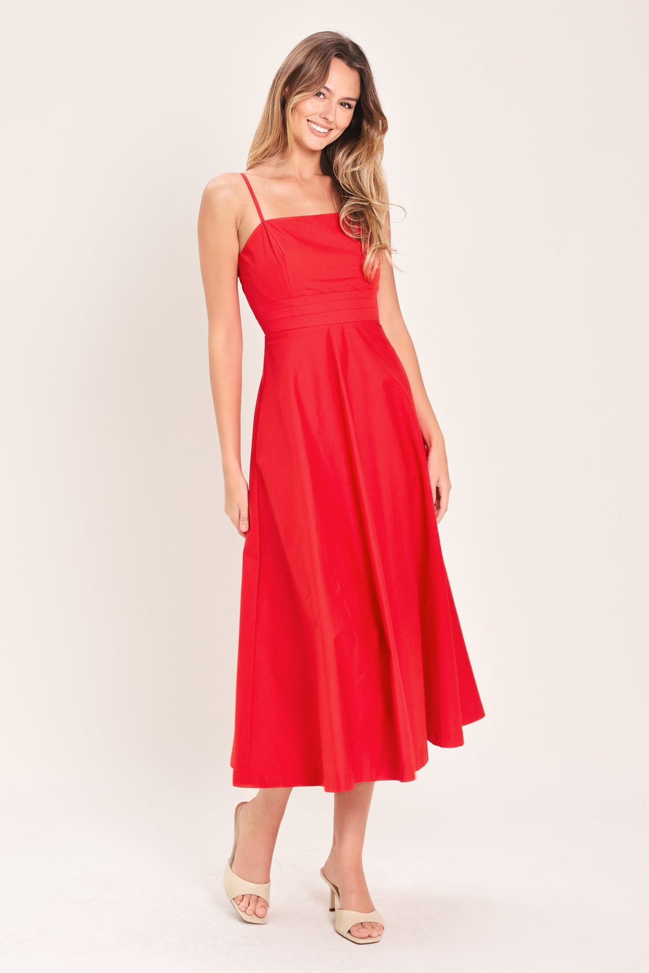 MODERN ROMANCE WOVEN MIDI DRESS