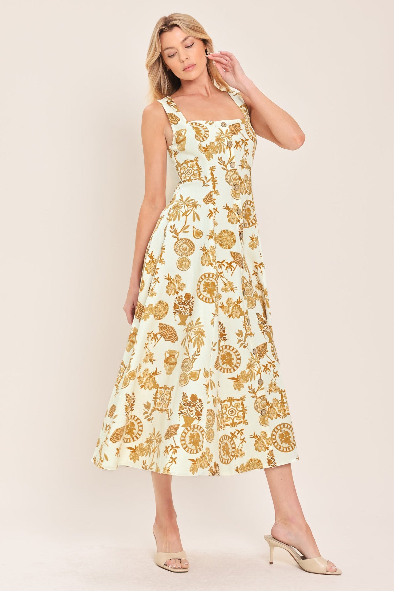 CITRUS COAST WOVEN MIDI DRESS