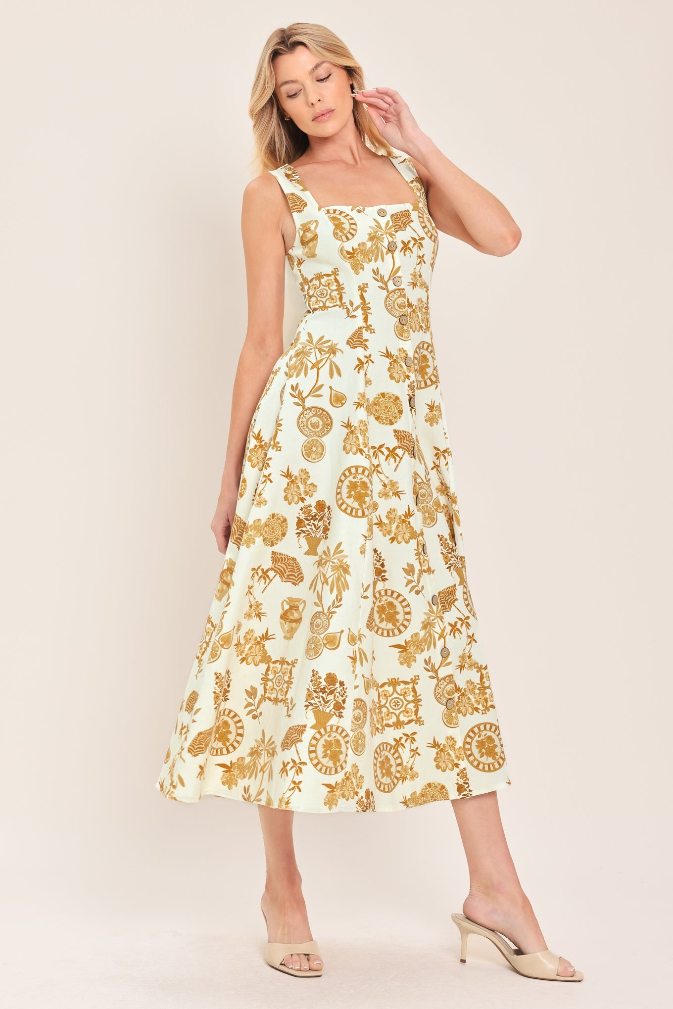 CITRUS COAST WOVEN MIDI DRESS
