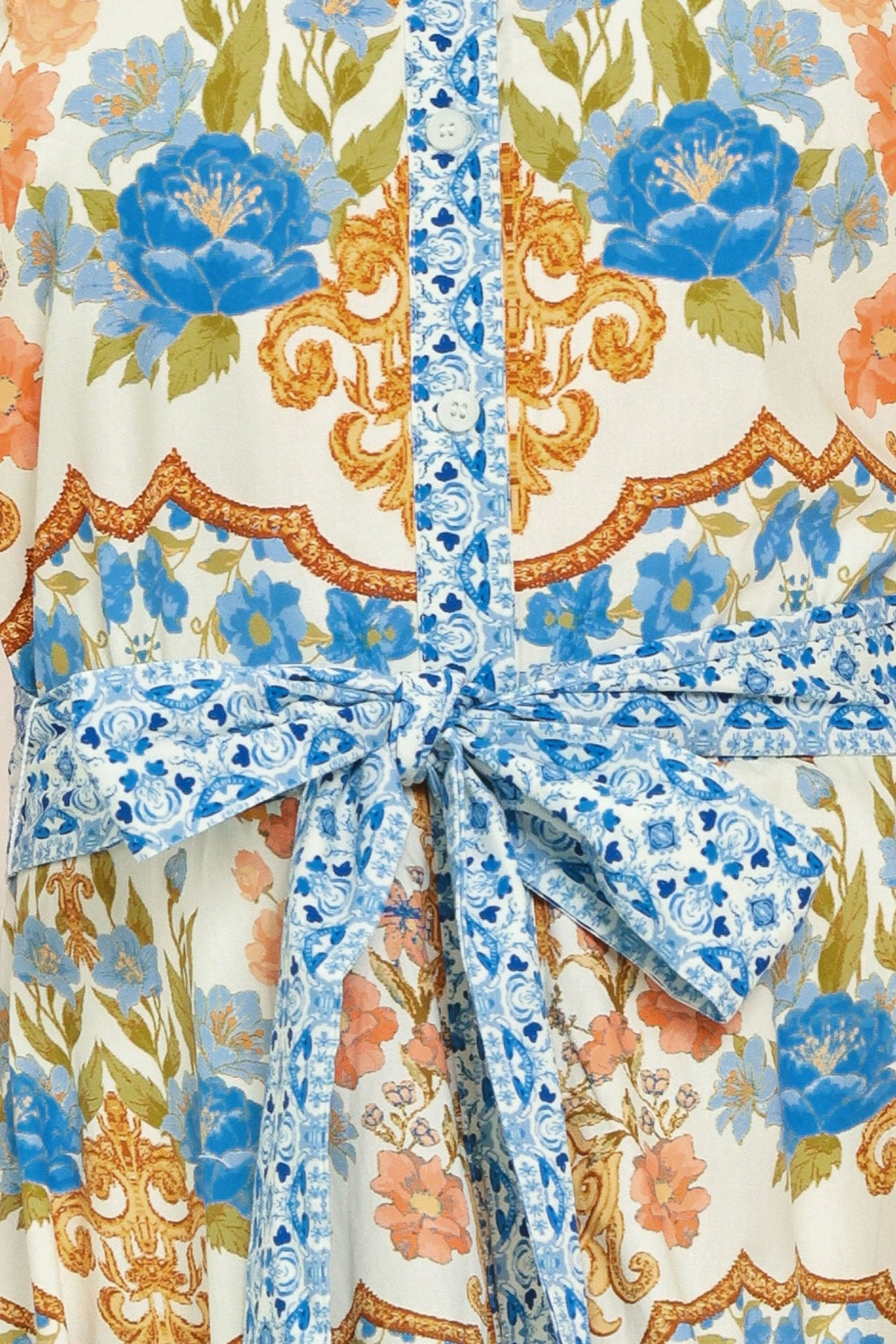 ROYAL GARDEN SOIREE WOVEN MIDI SHIRT DRESS