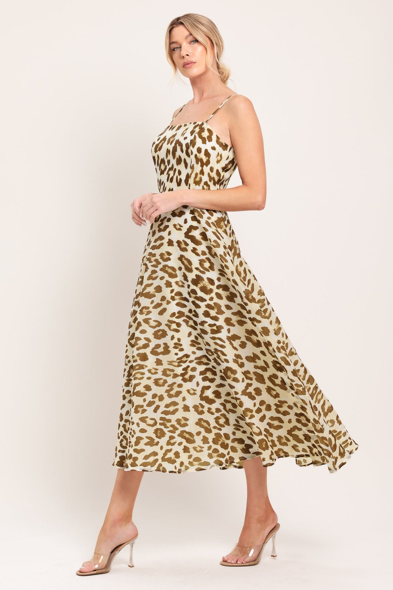 LEOPARD GRACE WOVEN MIDI DRESS