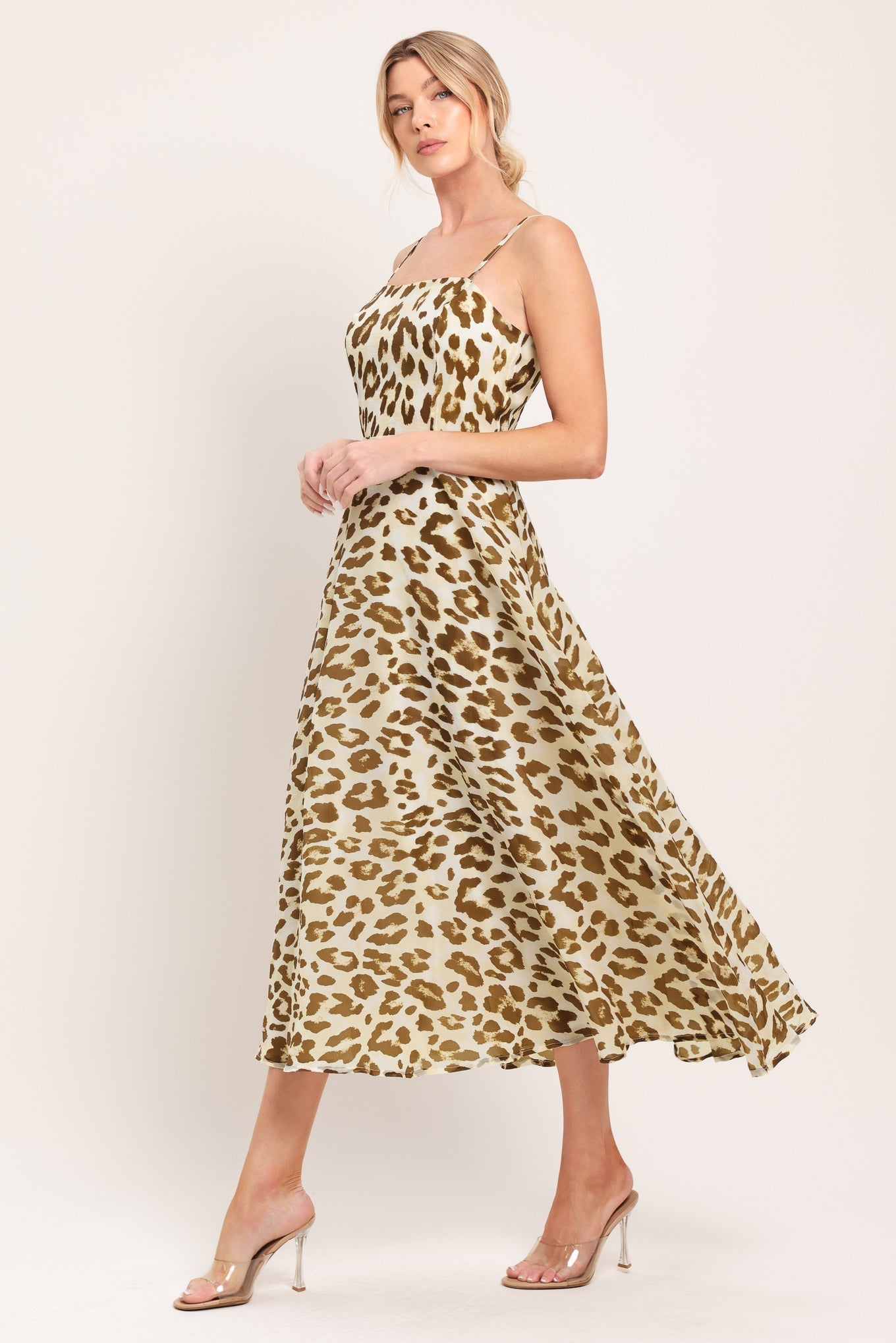 LEOPARD GRACE WOVEN MIDI DRESS