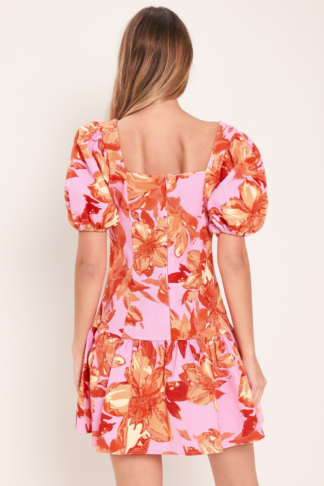 PINK BLOOM WOVEN MINI DRESS