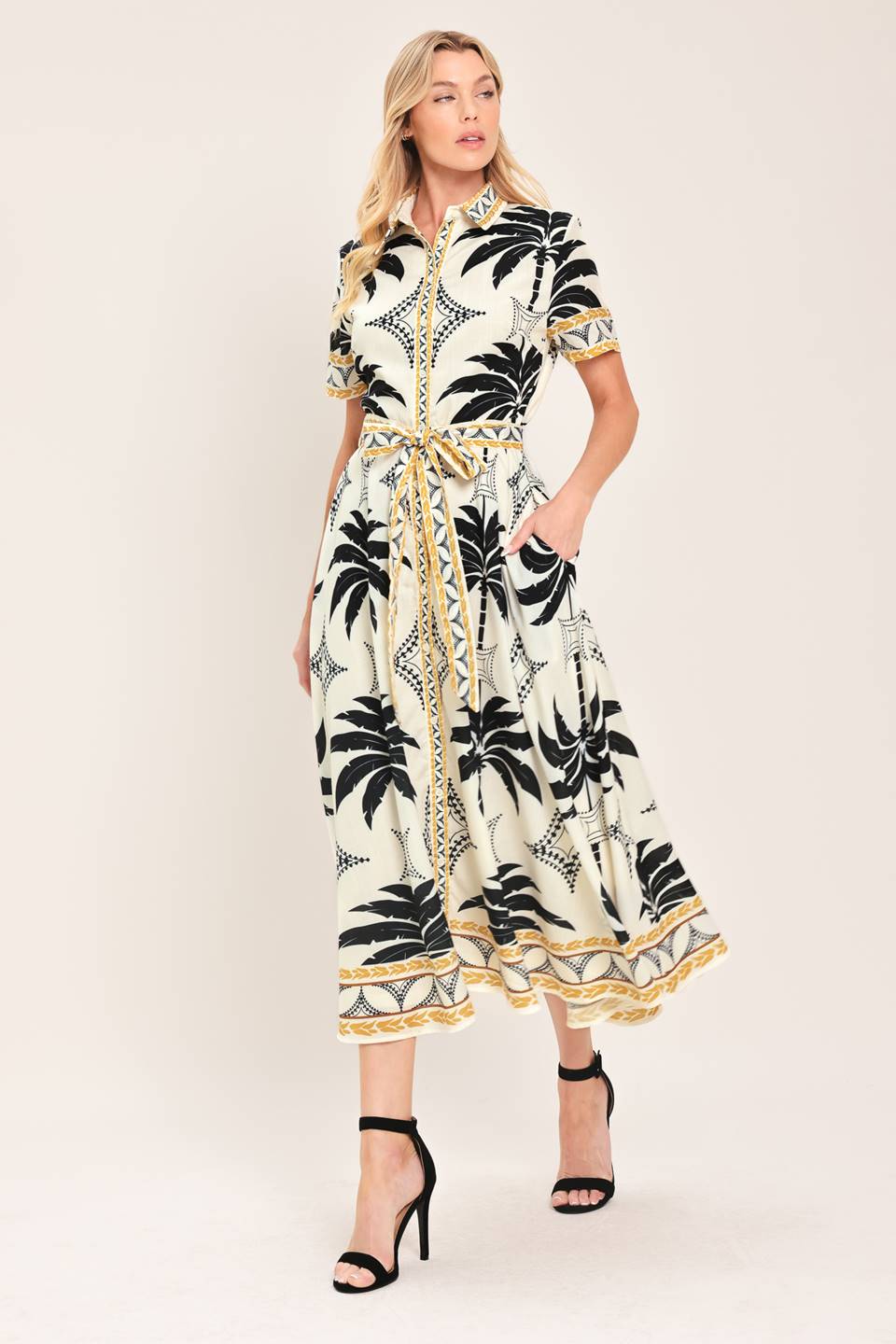 MONACO MOONLIGHT WOVEN SHIRT MIDI DRESS