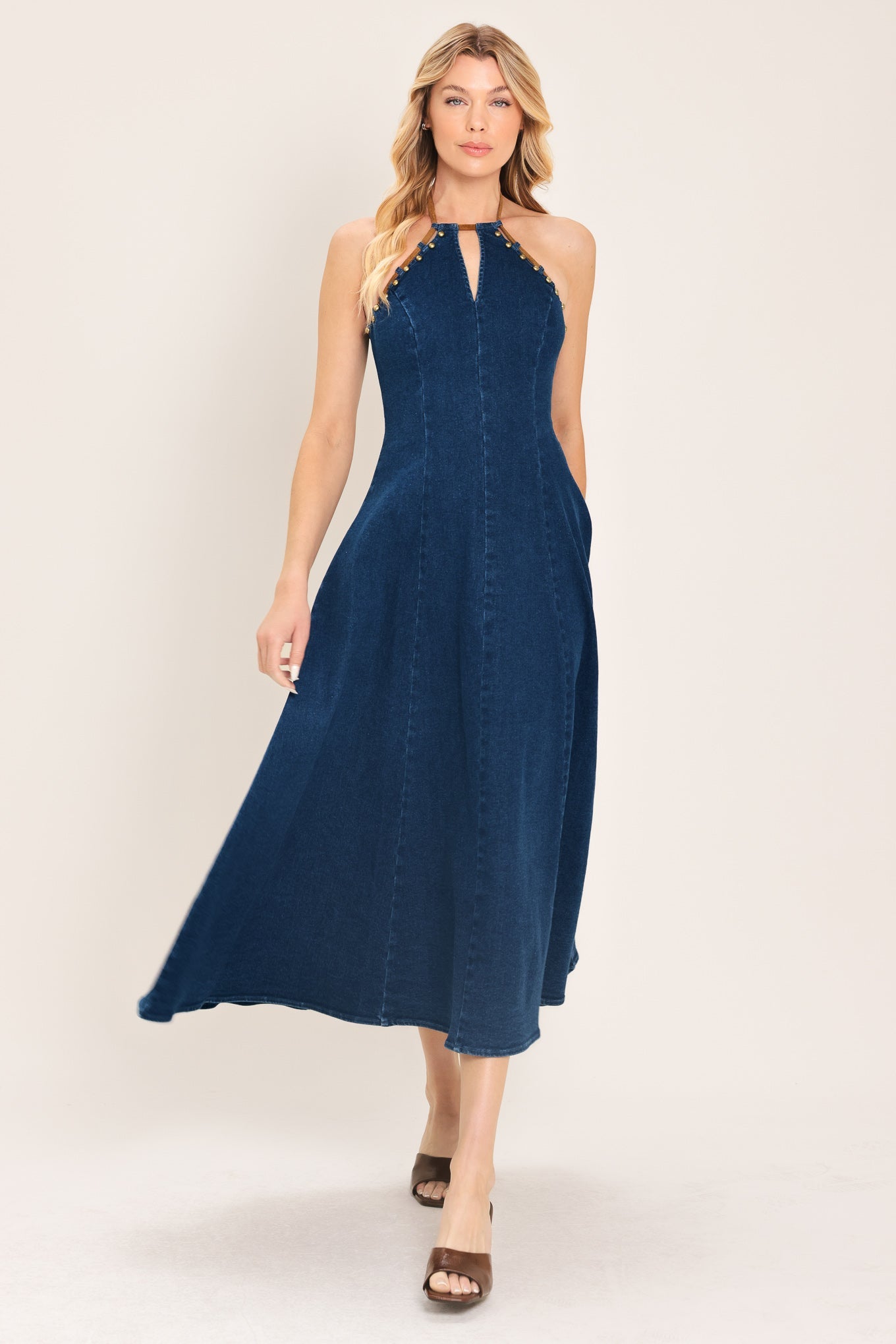 AMERICANA BELLE DENIM MIDI DRESS