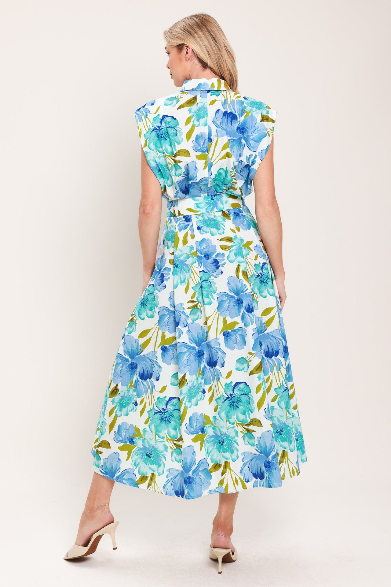 MODERN BLOOM WOVEN MIDI DRESS