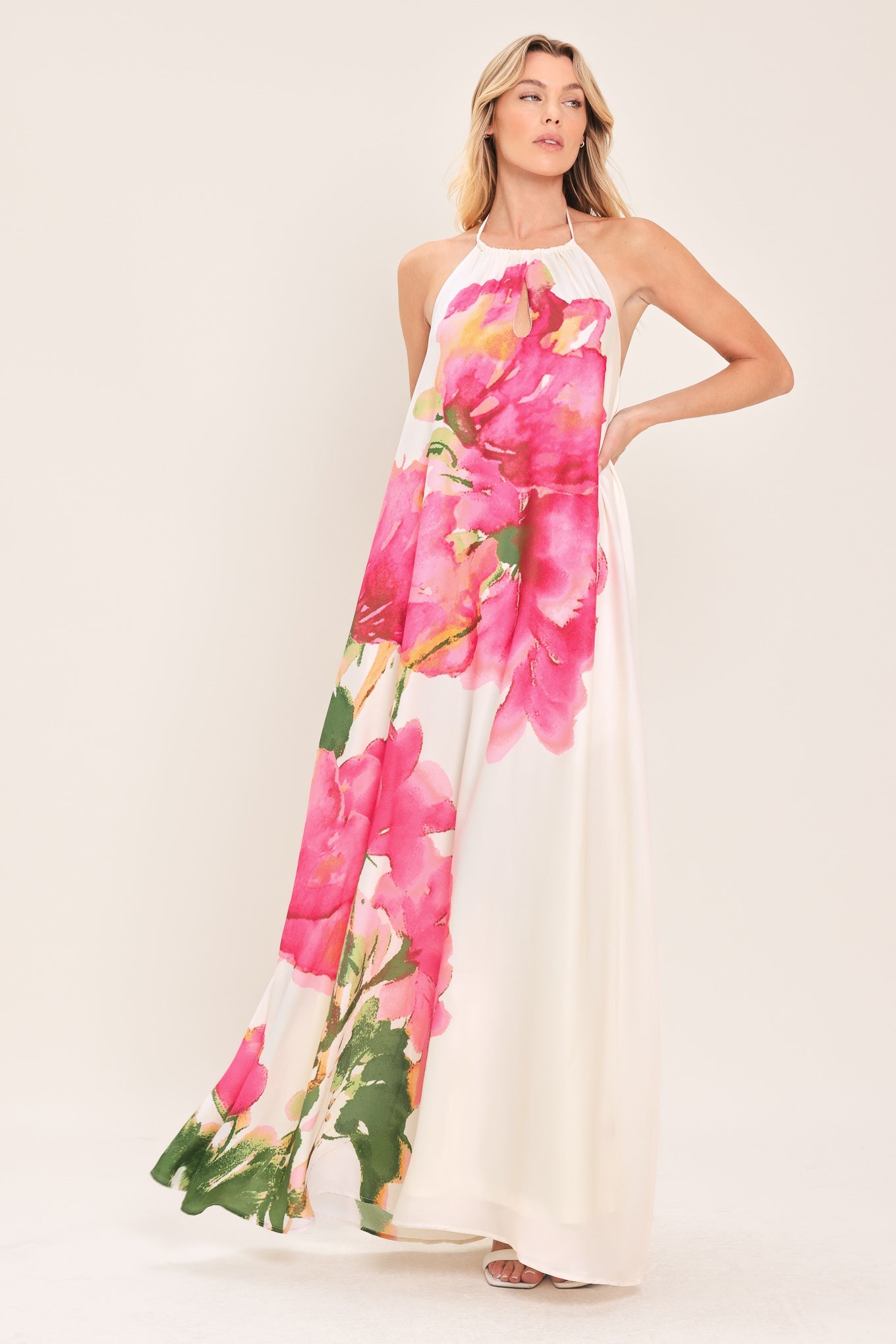 WHISPERING ROSE WOVEN MAXI DRESS
