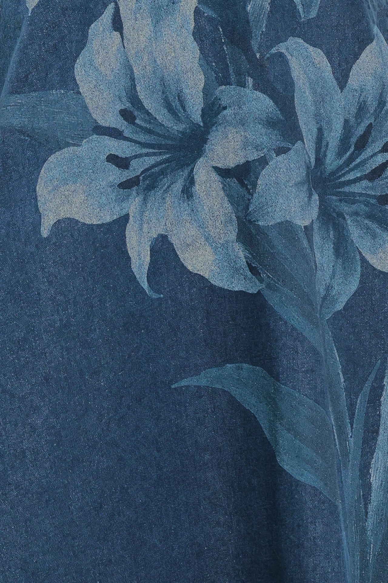 MIDNIGHT BLOOM DENIM MIDI DRESS