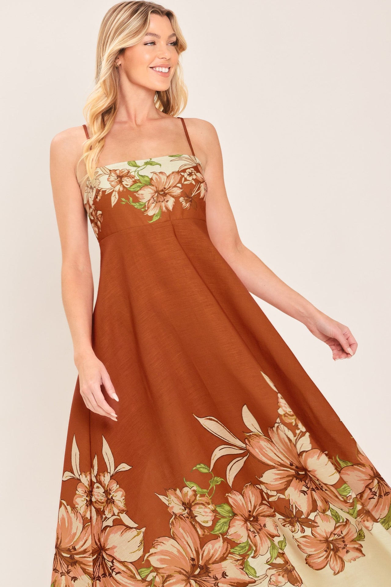 AUTUMN PETAL WOVEN MIDI DRESS