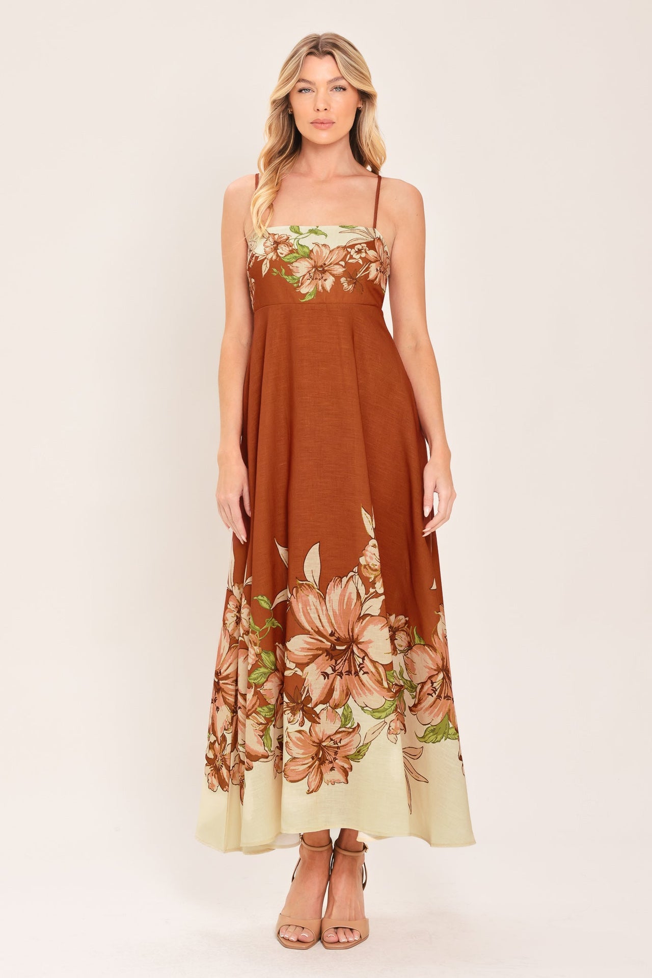 AUTUMN PETAL WOVEN MIDI DRESS