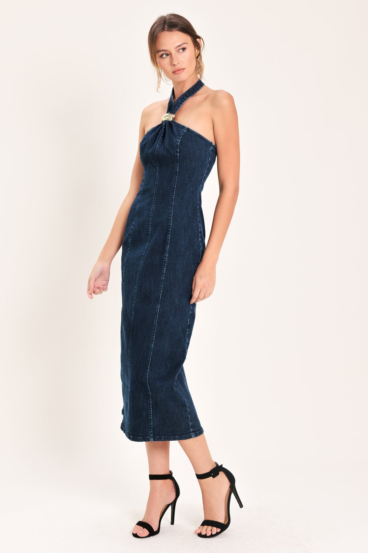 STATEMENT DENIM MIDI DRESS