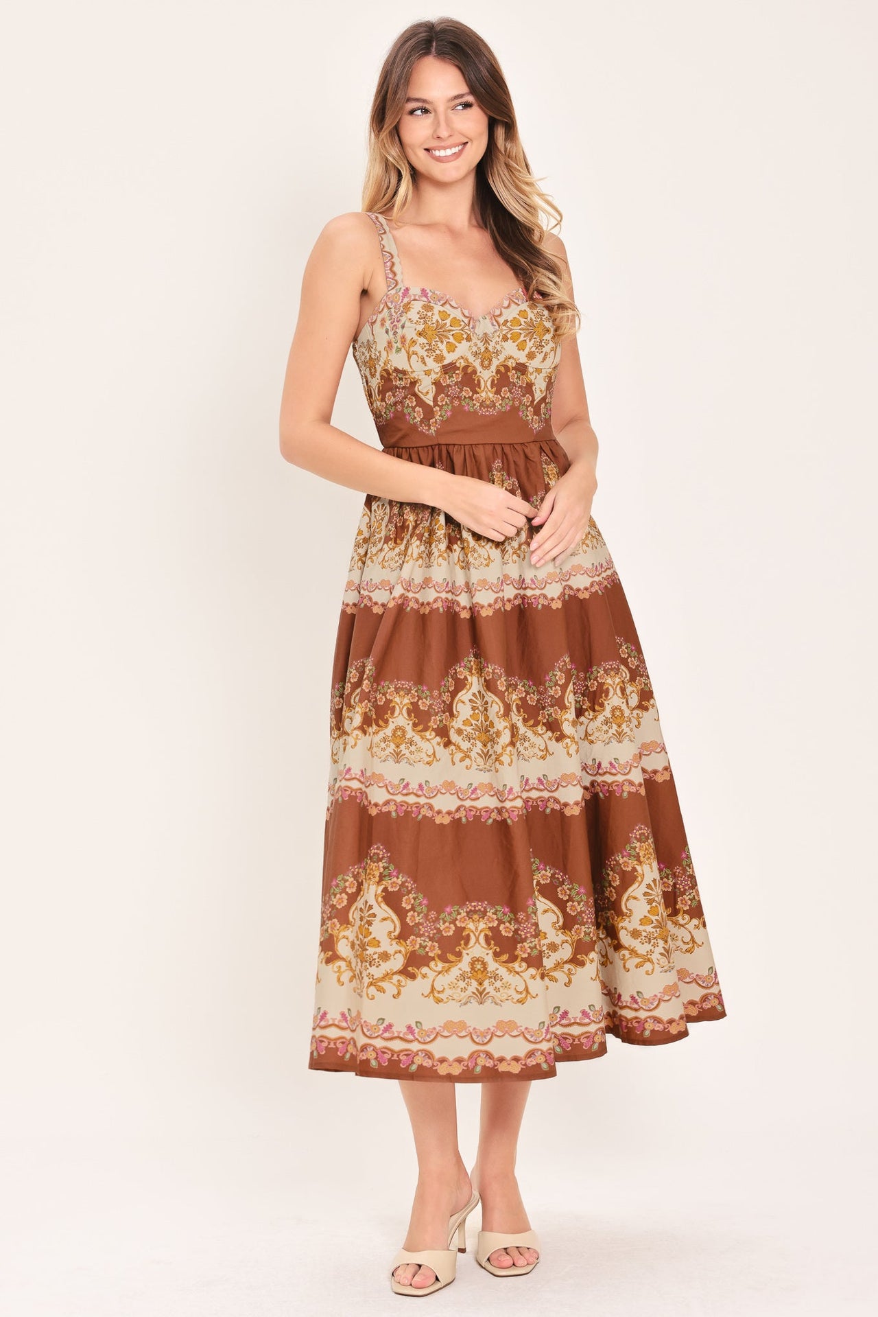 TOFFEE TREASURE WOVEN MIDI DRESS