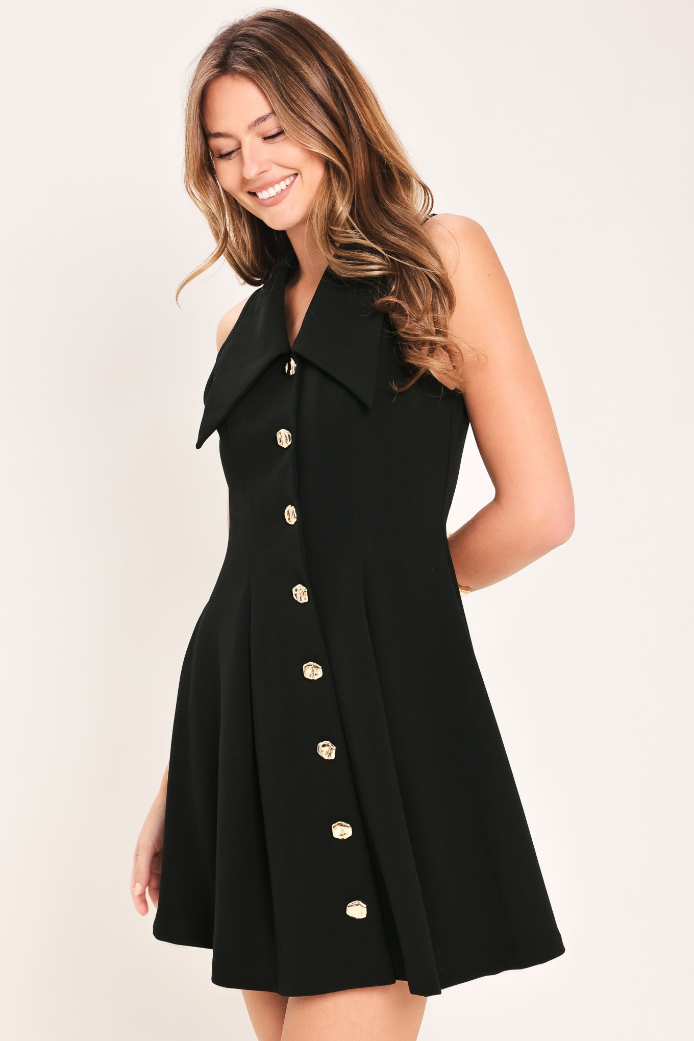 FIFTH AVENUE BLACK WOVEN MINI DRESS