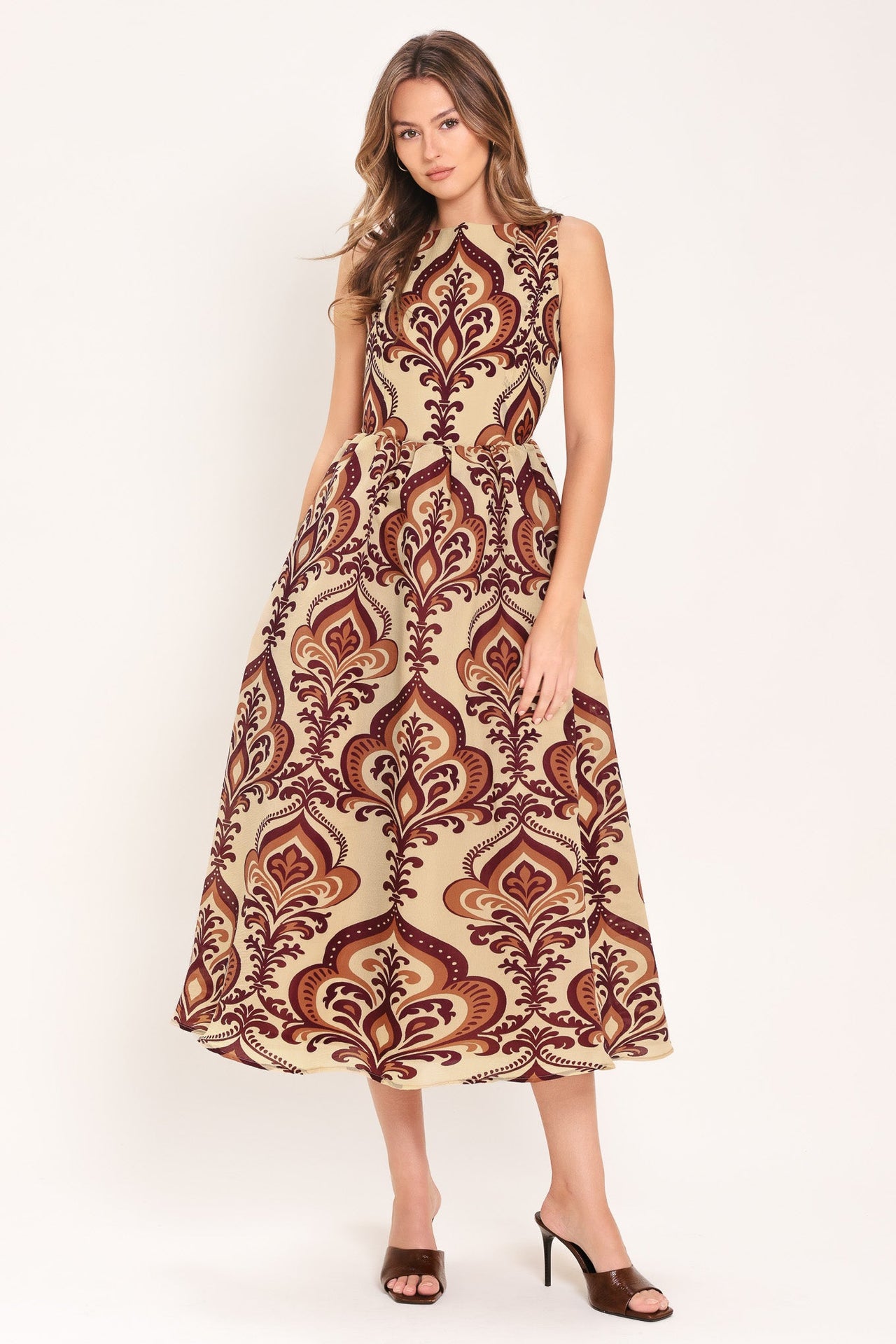 PALAZZO CHARM WOVEN MIDI DRESS