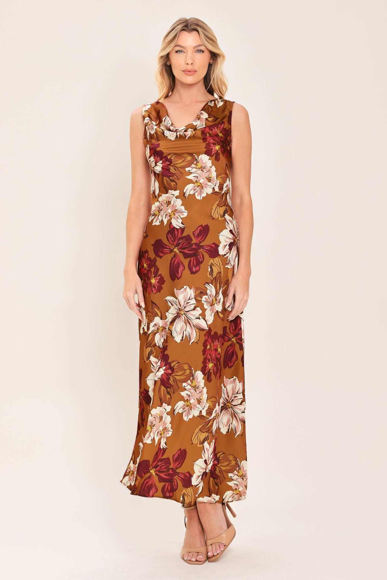 SPICED FLORAL WOVEN MIDI DRESS