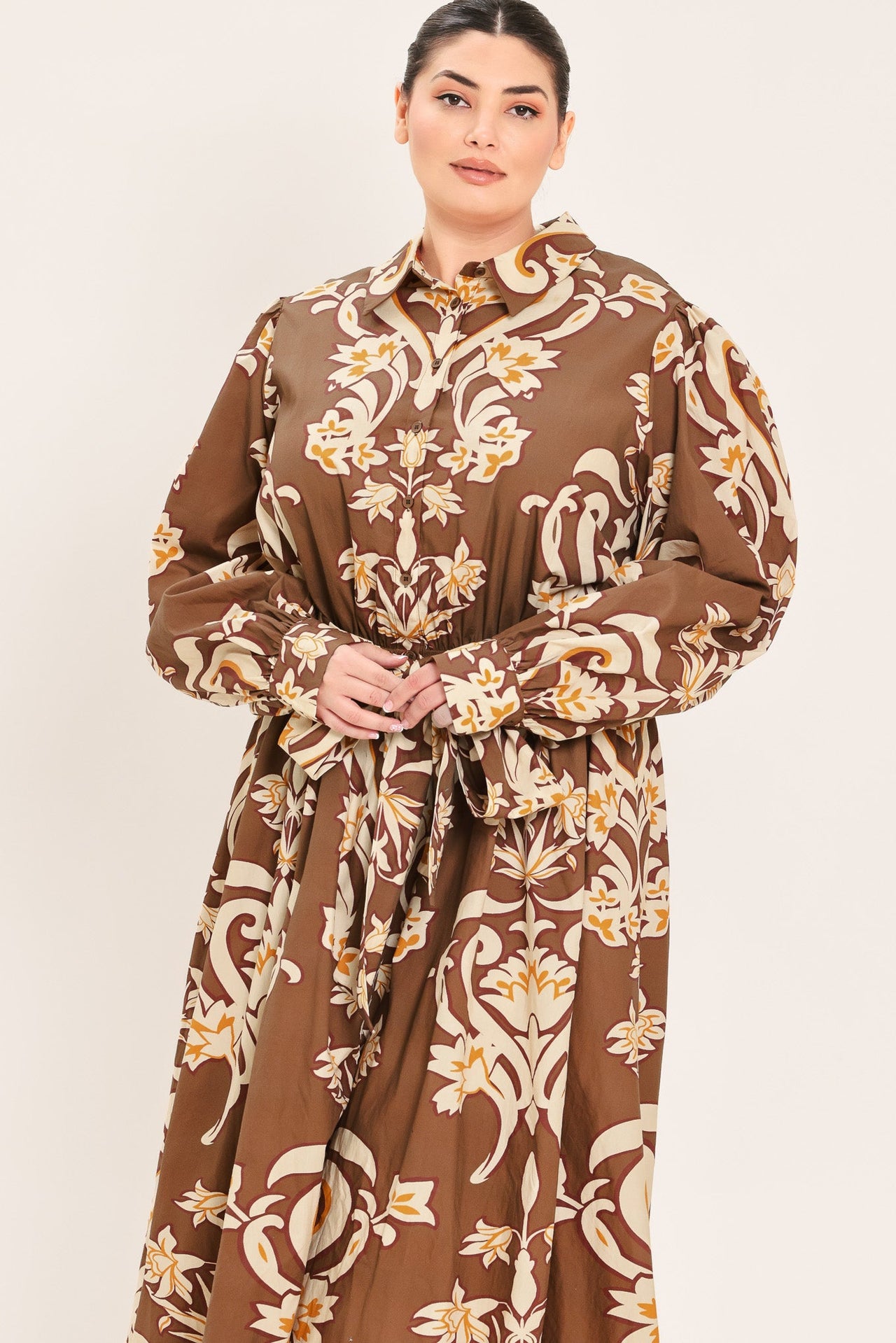 AMBER MEDALLION WOVEN SHIRT MAXI DRESS