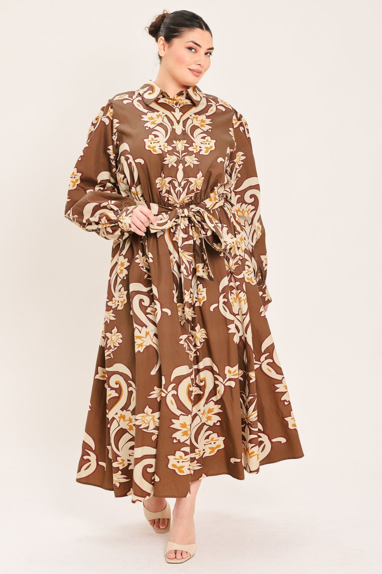 AMBER MEDALLION WOVEN SHIRT MAXI DRESS