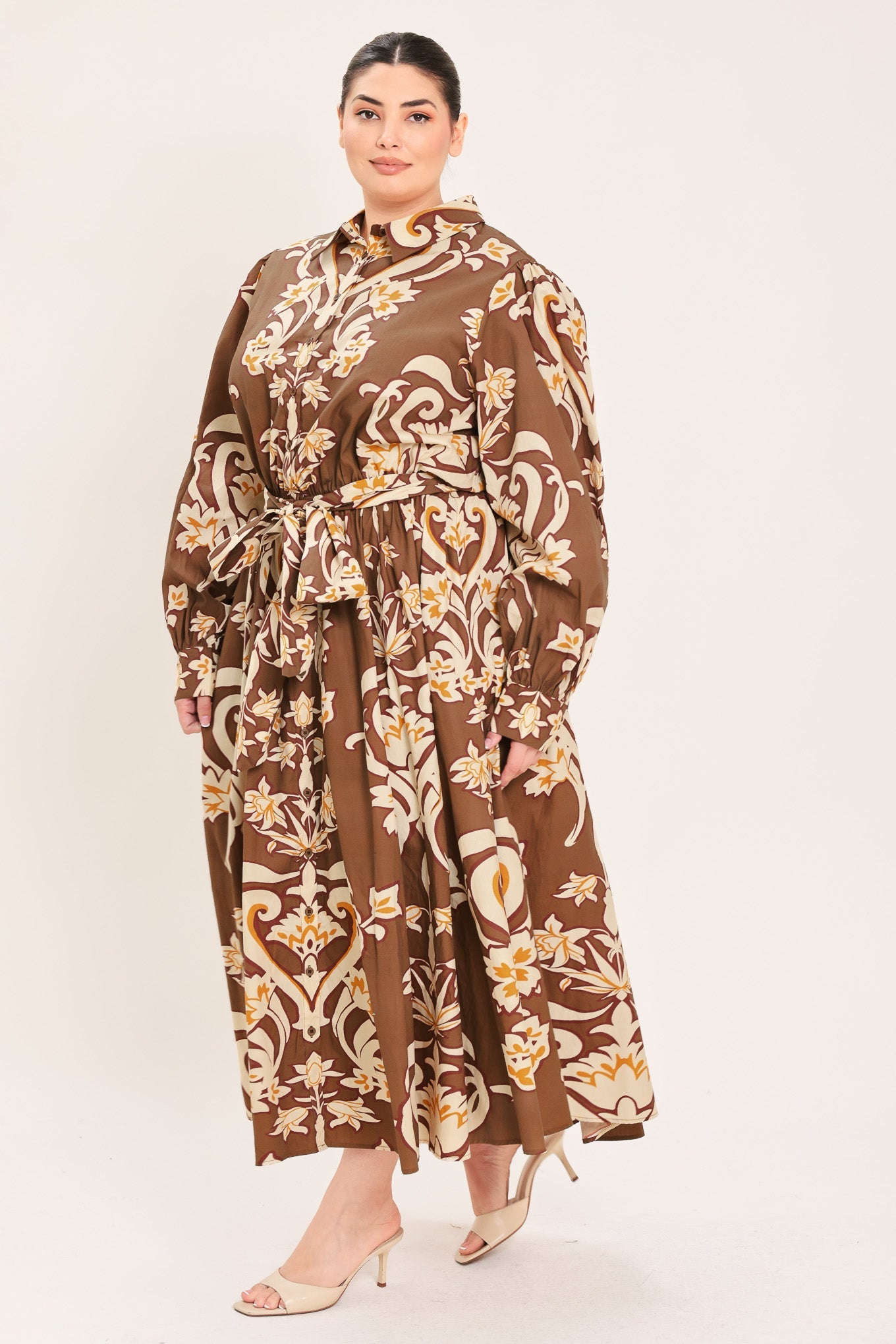 AMBER MEDALLION WOVEN SHIRT MAXI DRESS