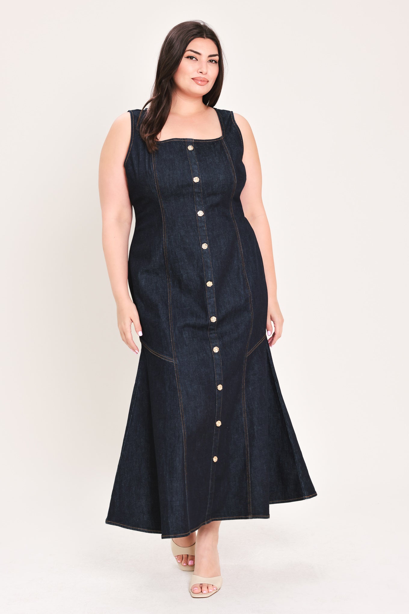 CHELSEA DENIM MIDI DRESS