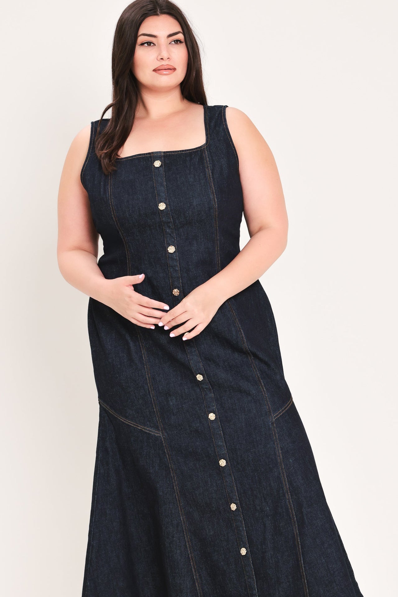 CHELSEA DENIM MIDI DRESS