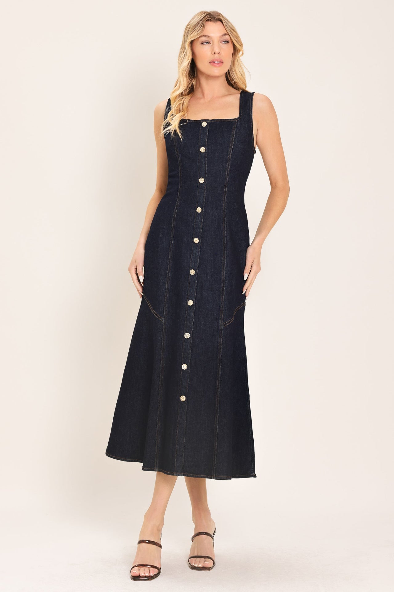CHELSEA DENIM MIDI DRESS