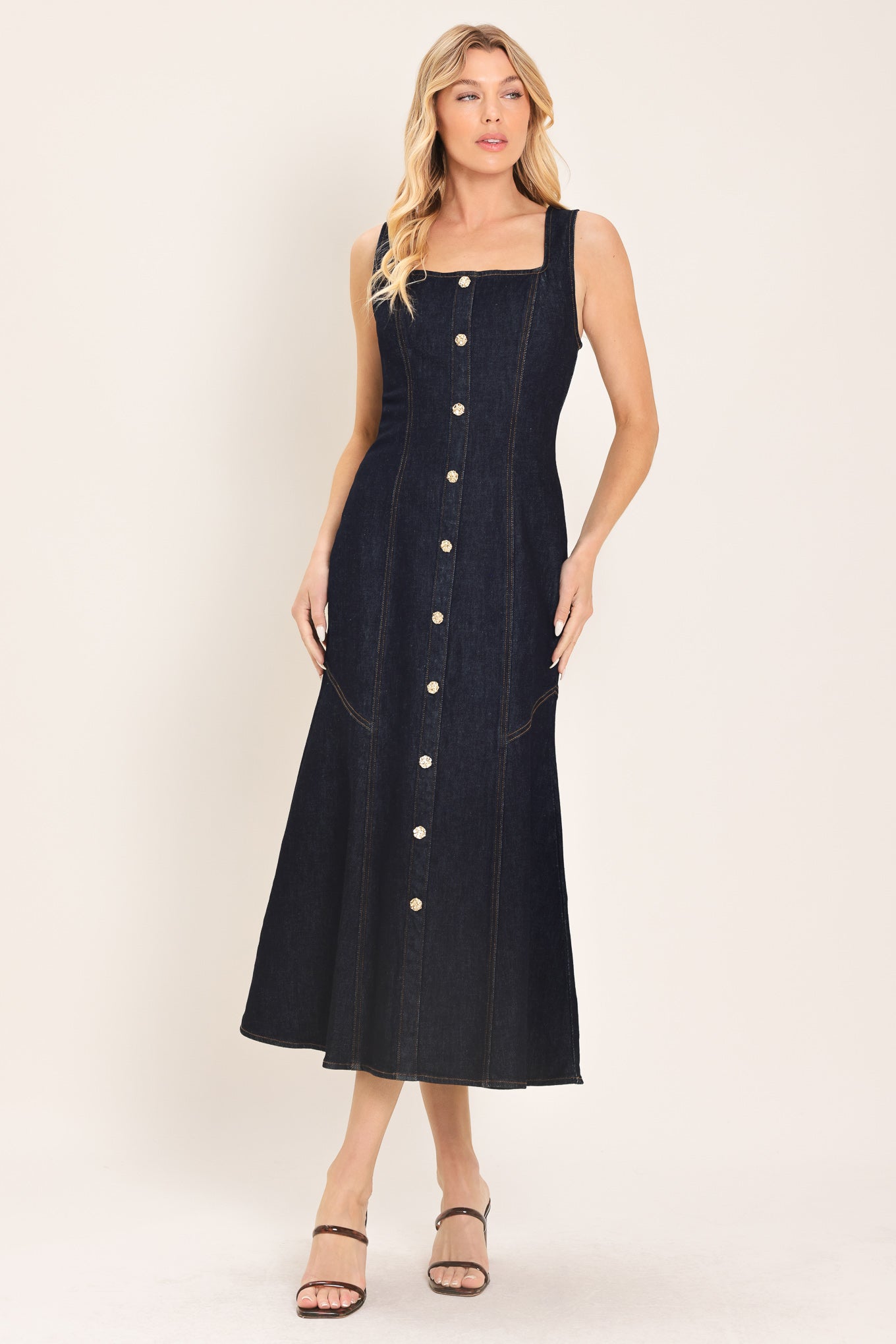 CHELSEA DENIM MIDI DRESS