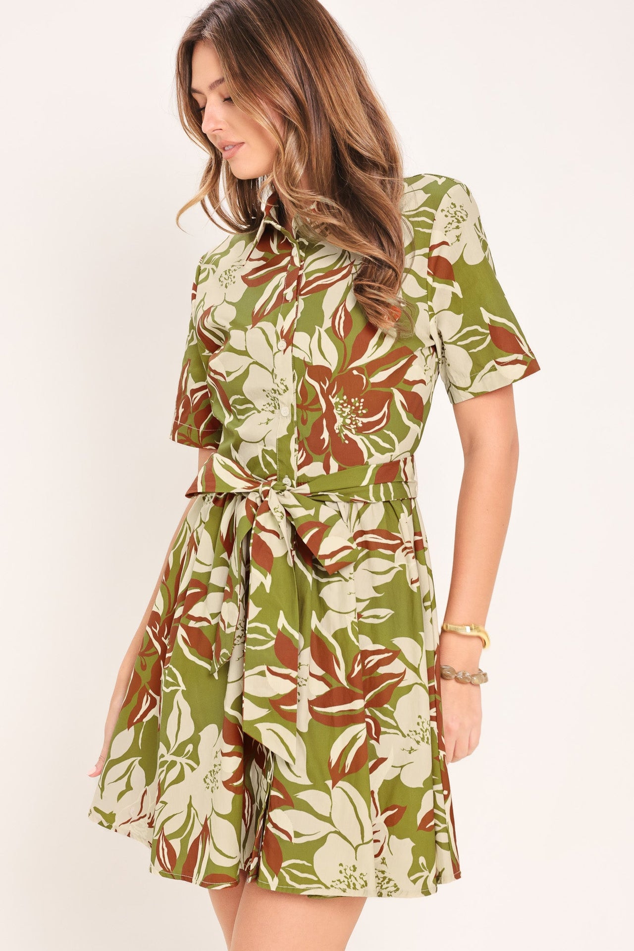 VERDANT ESCAP WOVEN MINI SHIRT DRESS