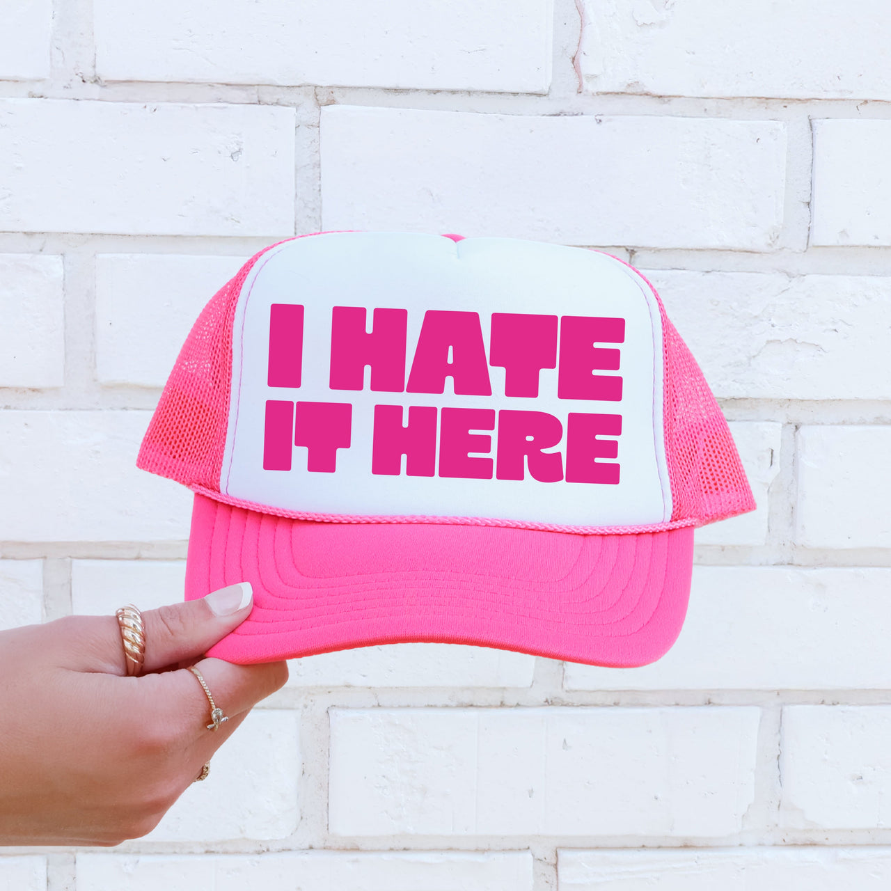 I Hate It Here Sassy Funny Snarky Attitude Quote That Will Turn Heads Everywhere Snapback Trucker Hat