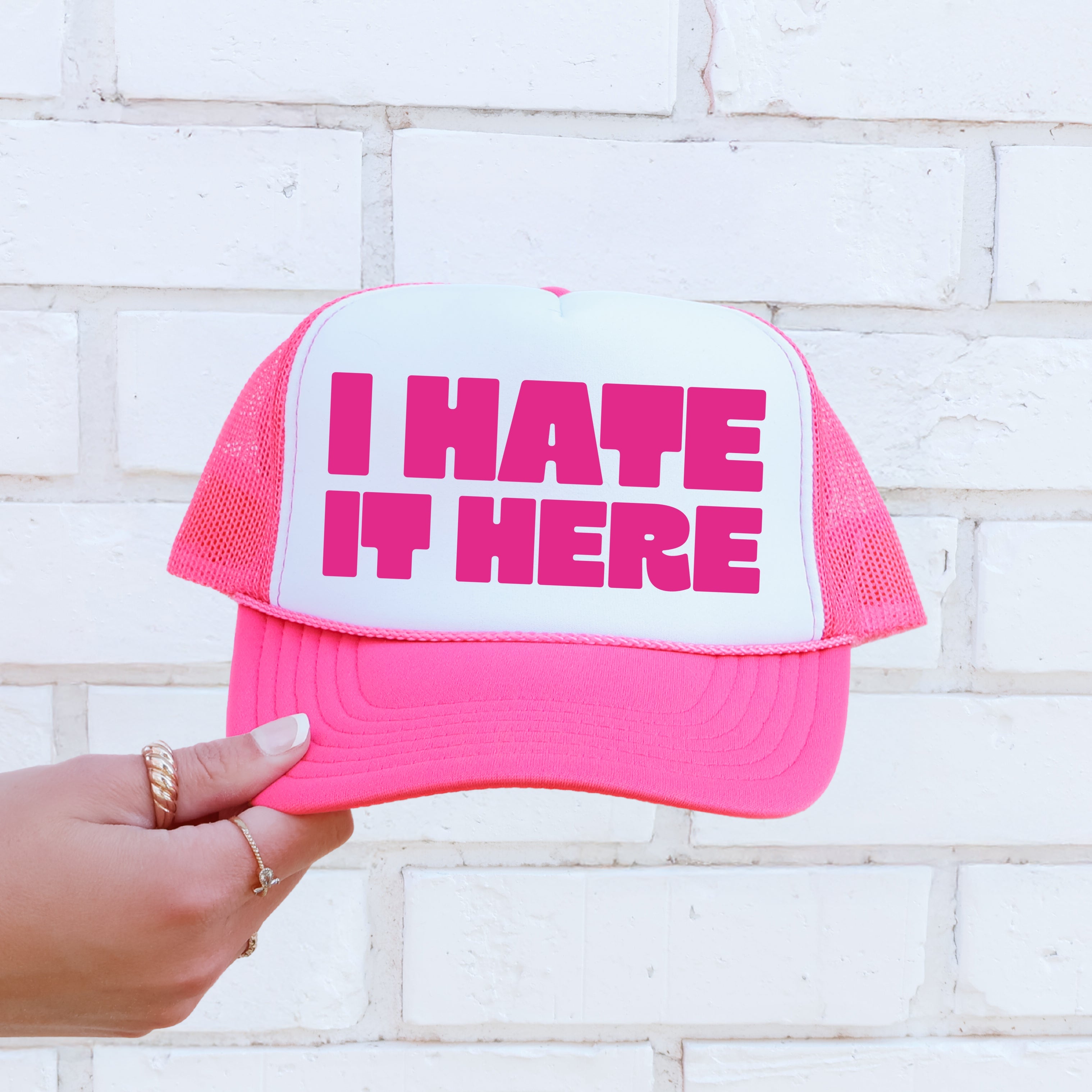I Hate It Here Sassy Funny Snarky Attitude Quote That Will Turn Heads Everywhere Snapback Trucker Hat